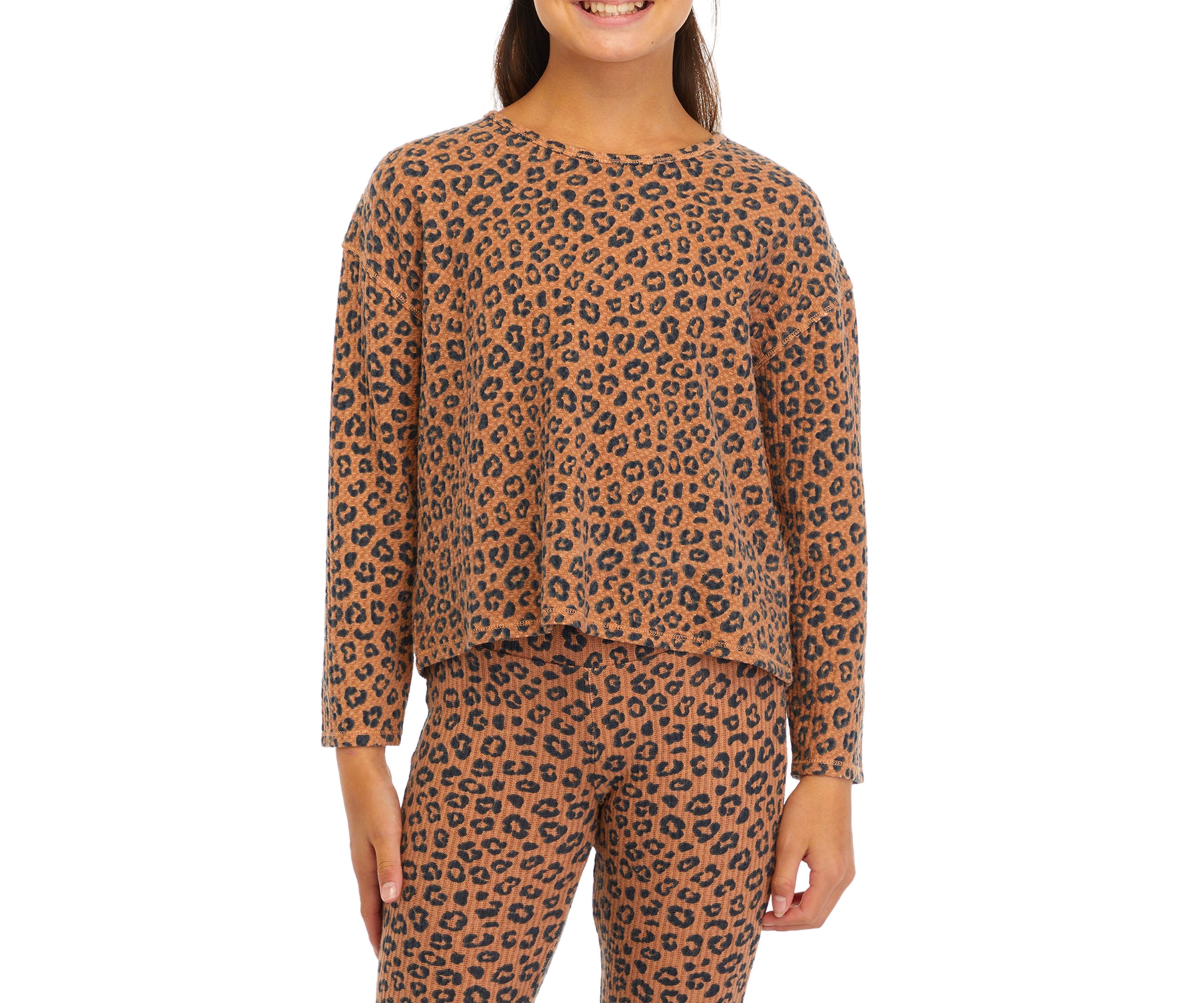 Girls 7-16 Relaxed Brushed Waffle Top