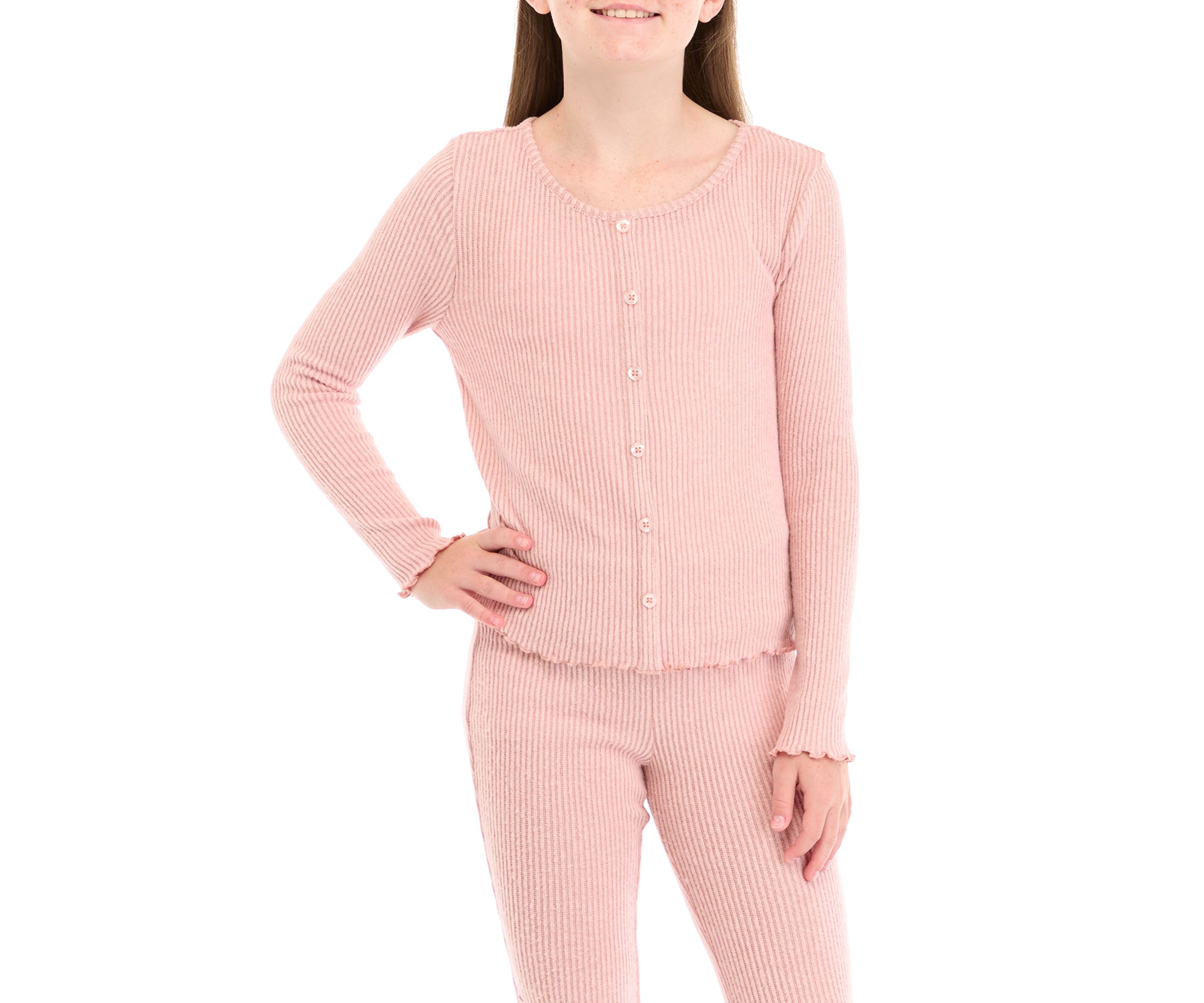 Girls 7-16 Button Front Brushed Rib Shirt