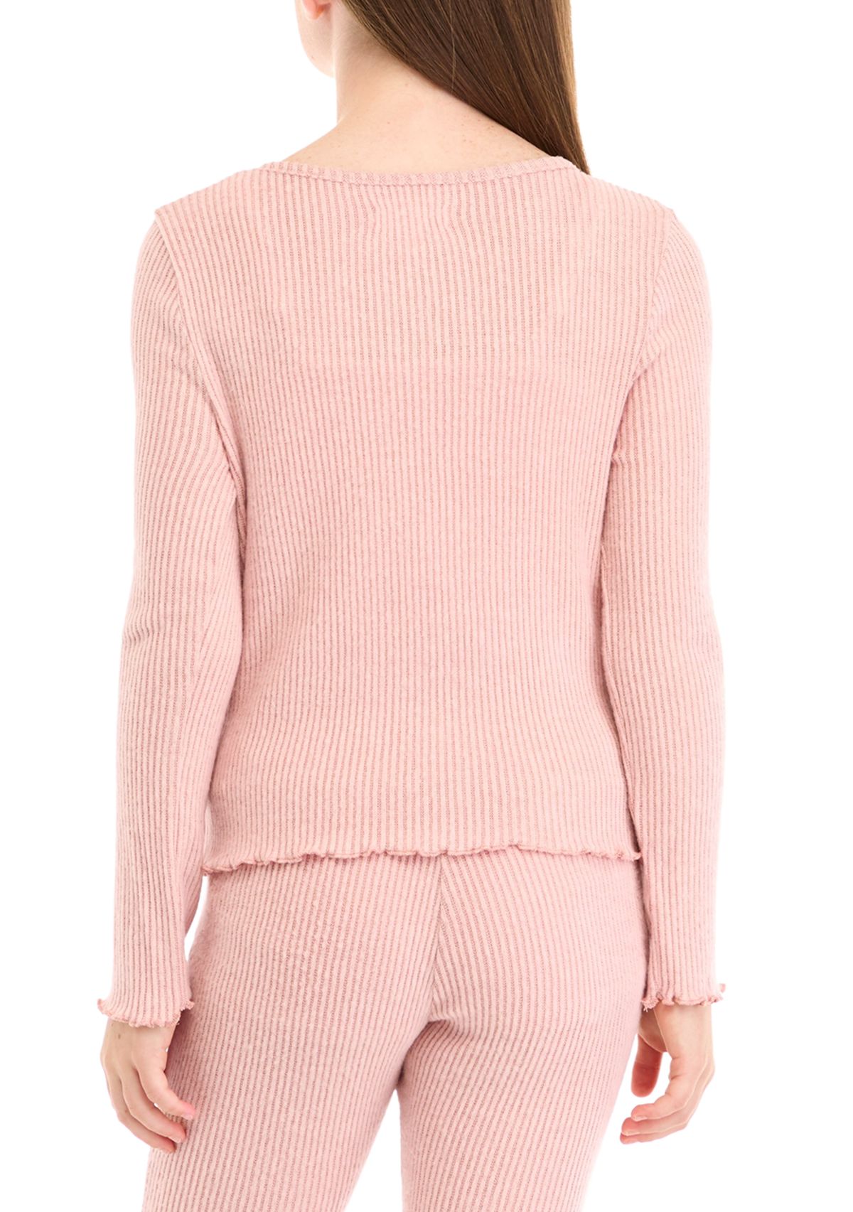Girls 7-16 Button Front Brushed Rib Shirt