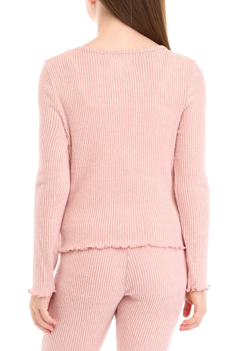 Girls 7-16 Button Front Brushed Rib Shirt