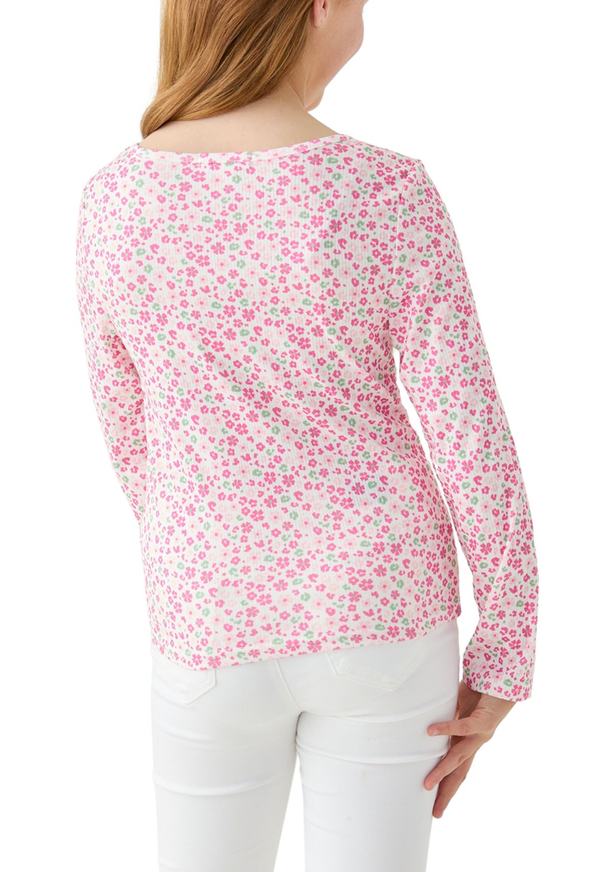 Girls 7-16 Ribbed Knit Printed Top