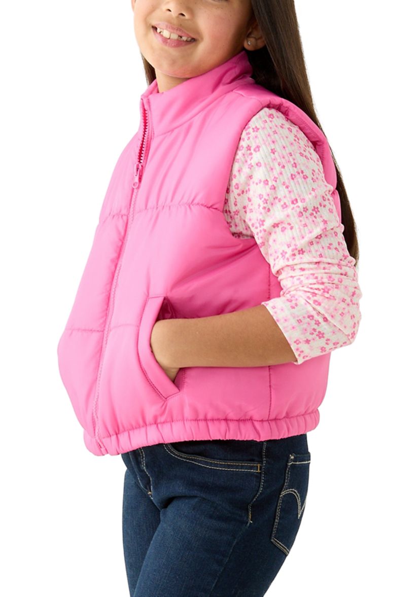 Girls 7-16 2Fer Solid Vest and Knit T-Shirt Set 