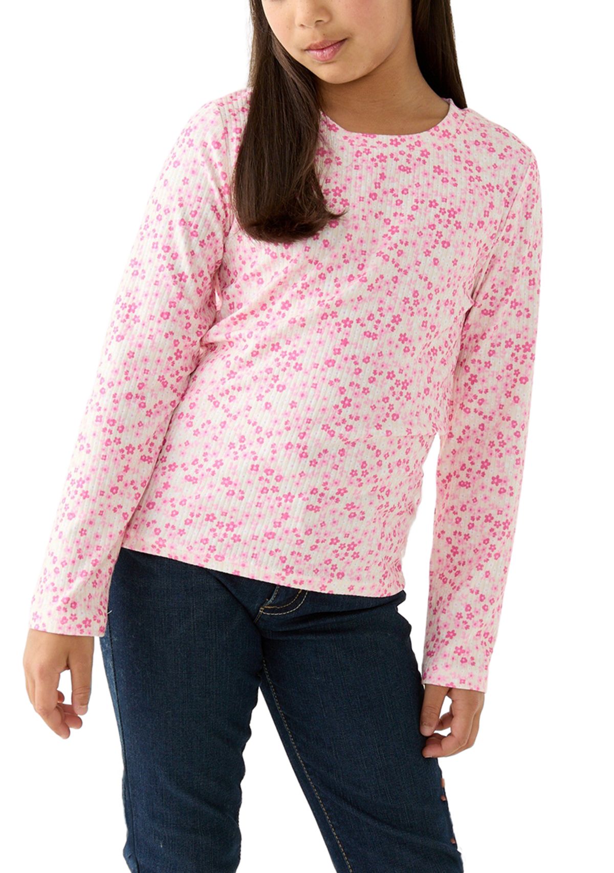 Girls 7-16 2Fer Solid Vest and Knit T-Shirt Set 