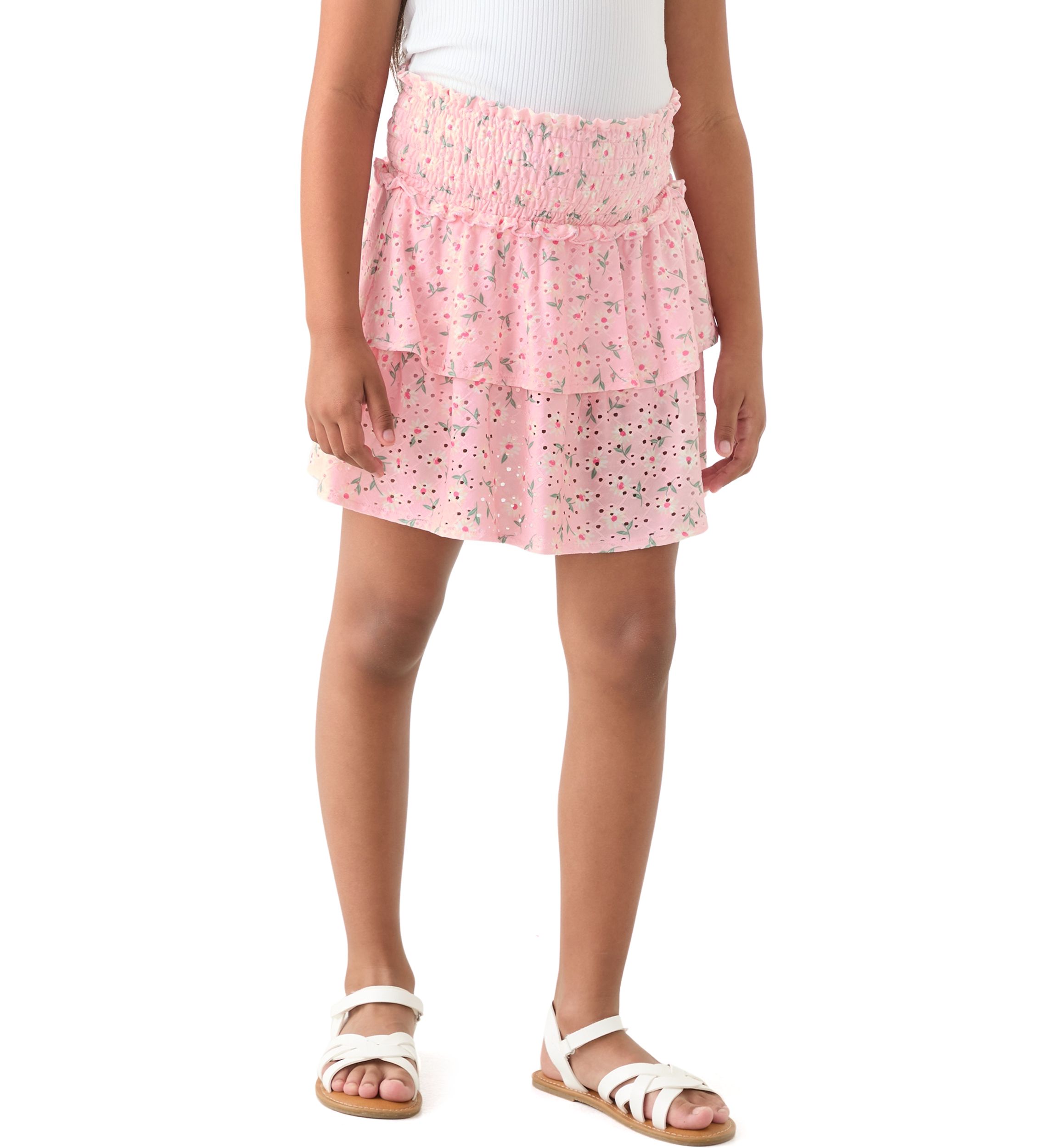 Girls 7-16 Crinkle Knit Printed Skirt