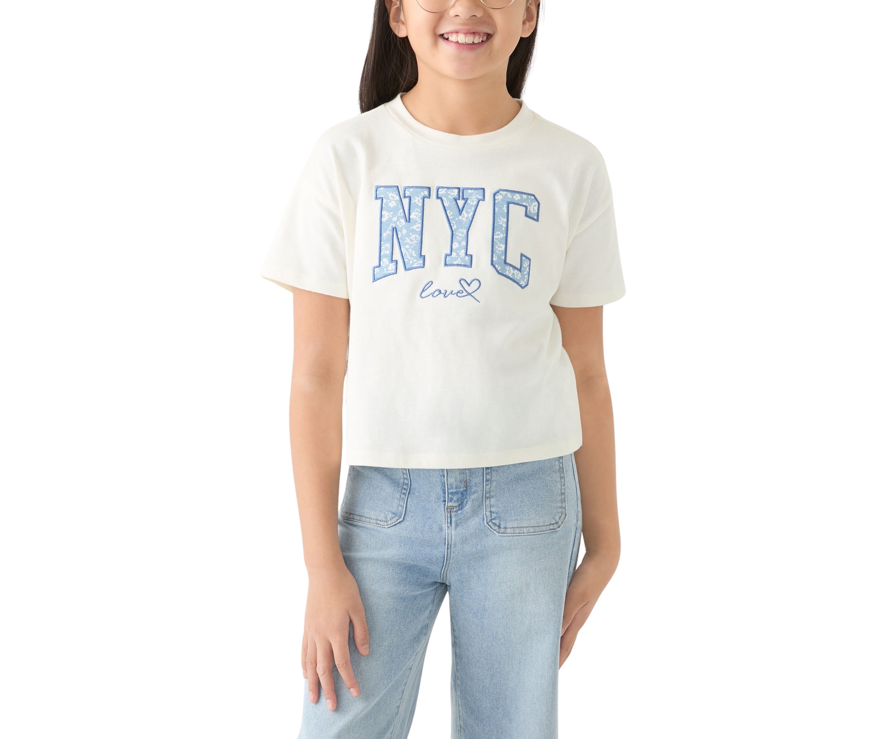 Girls 7-16 Solid Jersey T-Shirt with Appliqué