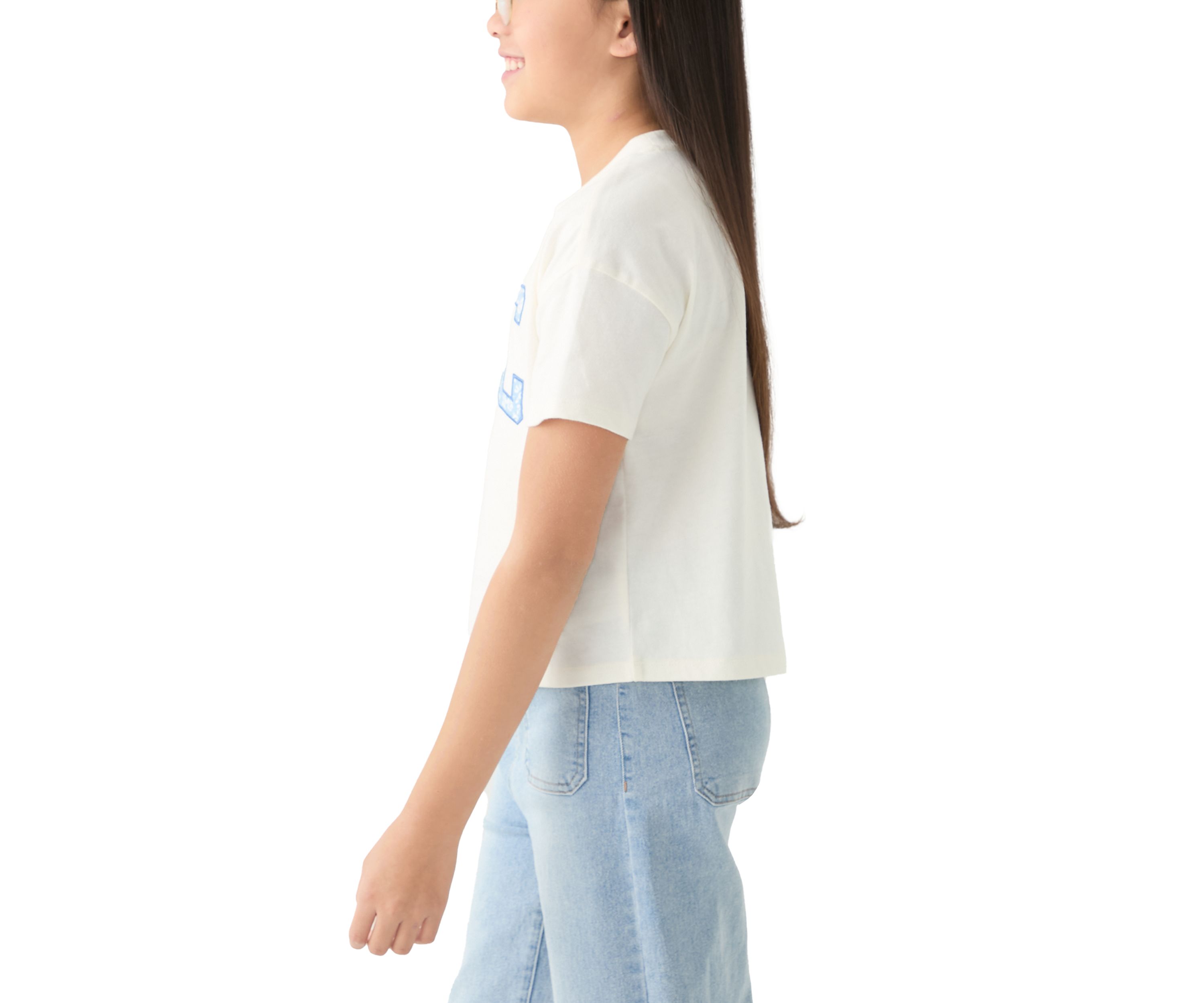 Girls 7-16 Solid Jersey T-Shirt with Appliqué