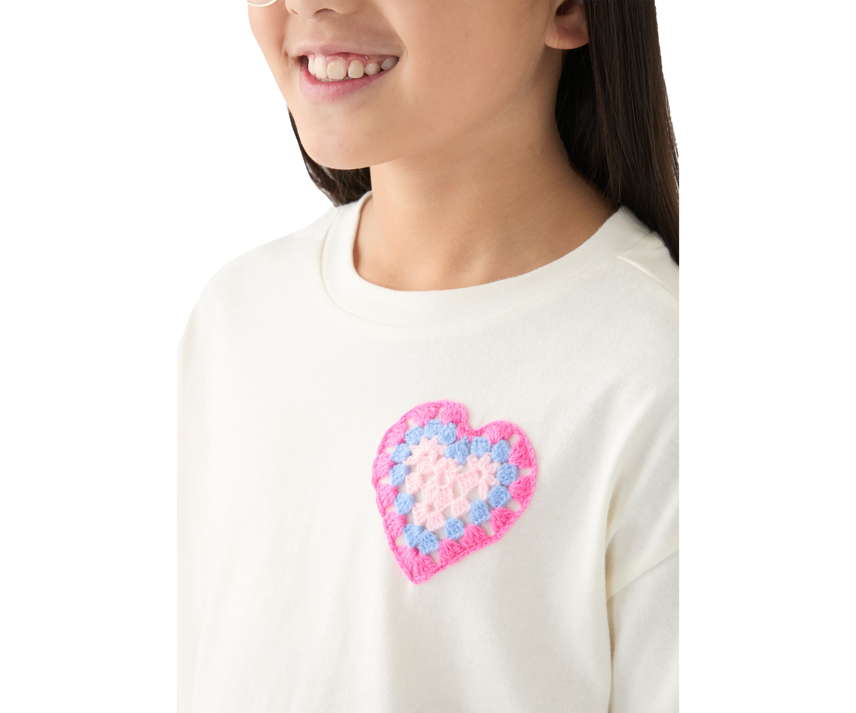 Girls 7-16 Solid Jersey T-Shirt with Appliqué