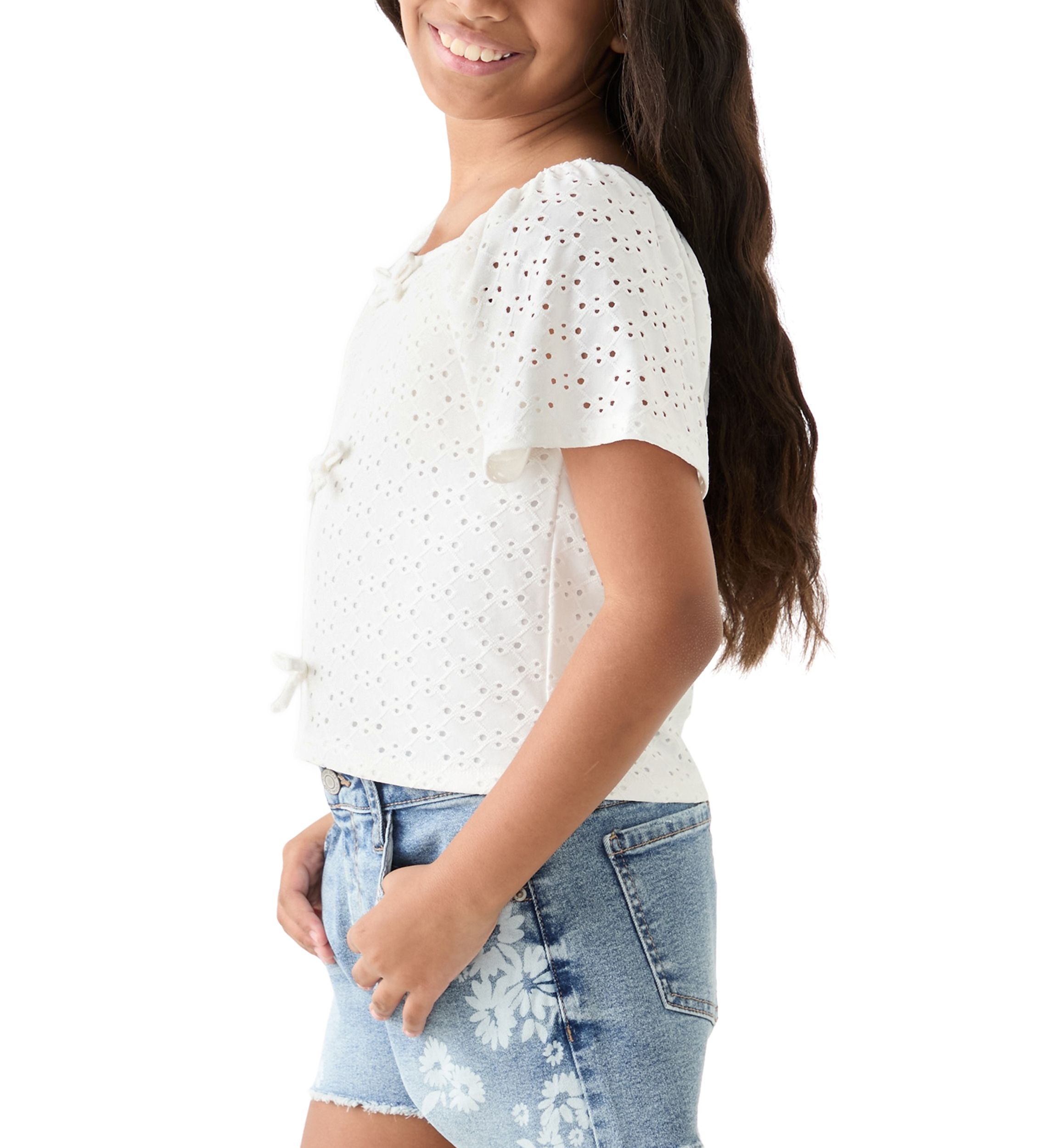 Girls 7-16 Eyelet Bow Top 