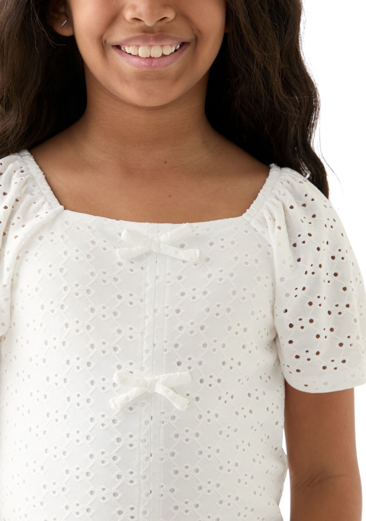 Girls 7-16 Eyelet Bow Top 