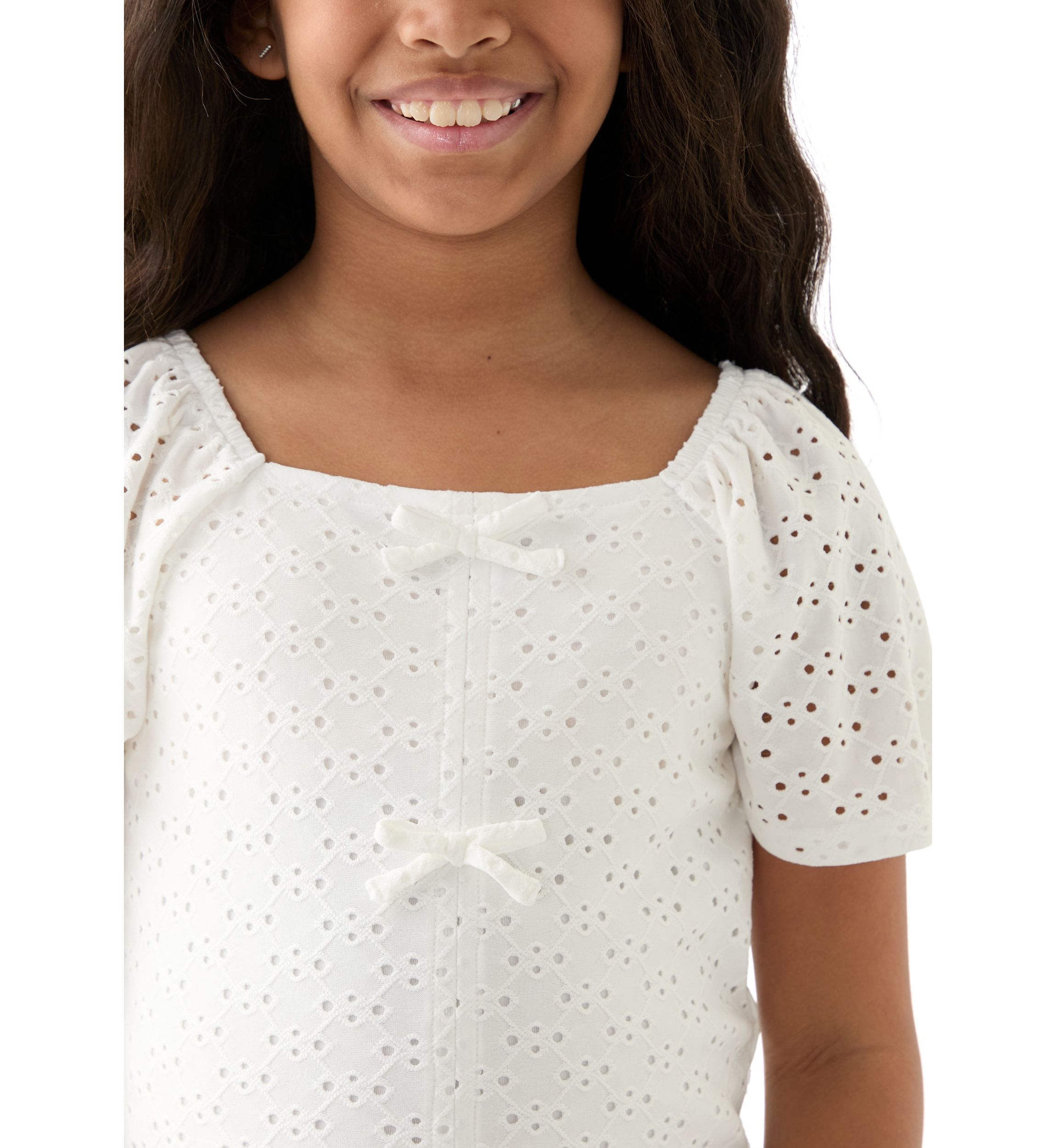 Girls 7-16 Eyelet Bow Top 