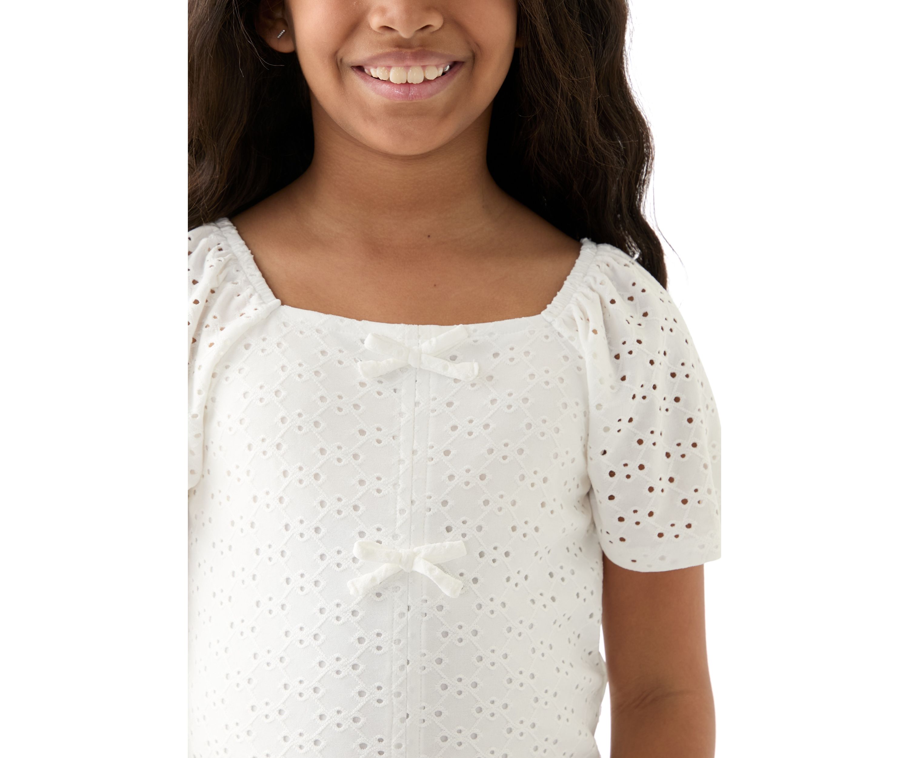 Girls 7-16 Eyelet Bow Top 