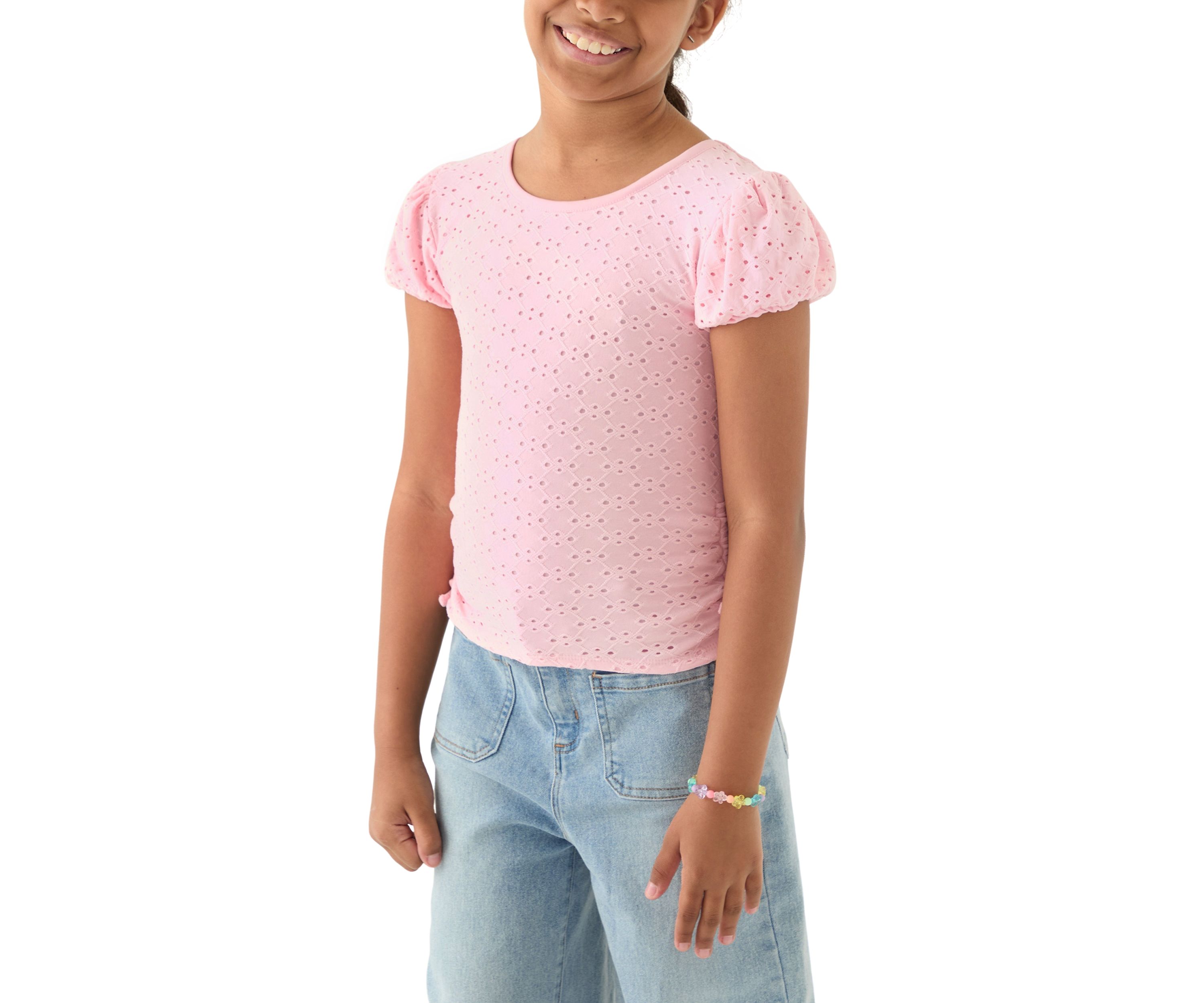 Girls 7-16 Knit Eyelet Top