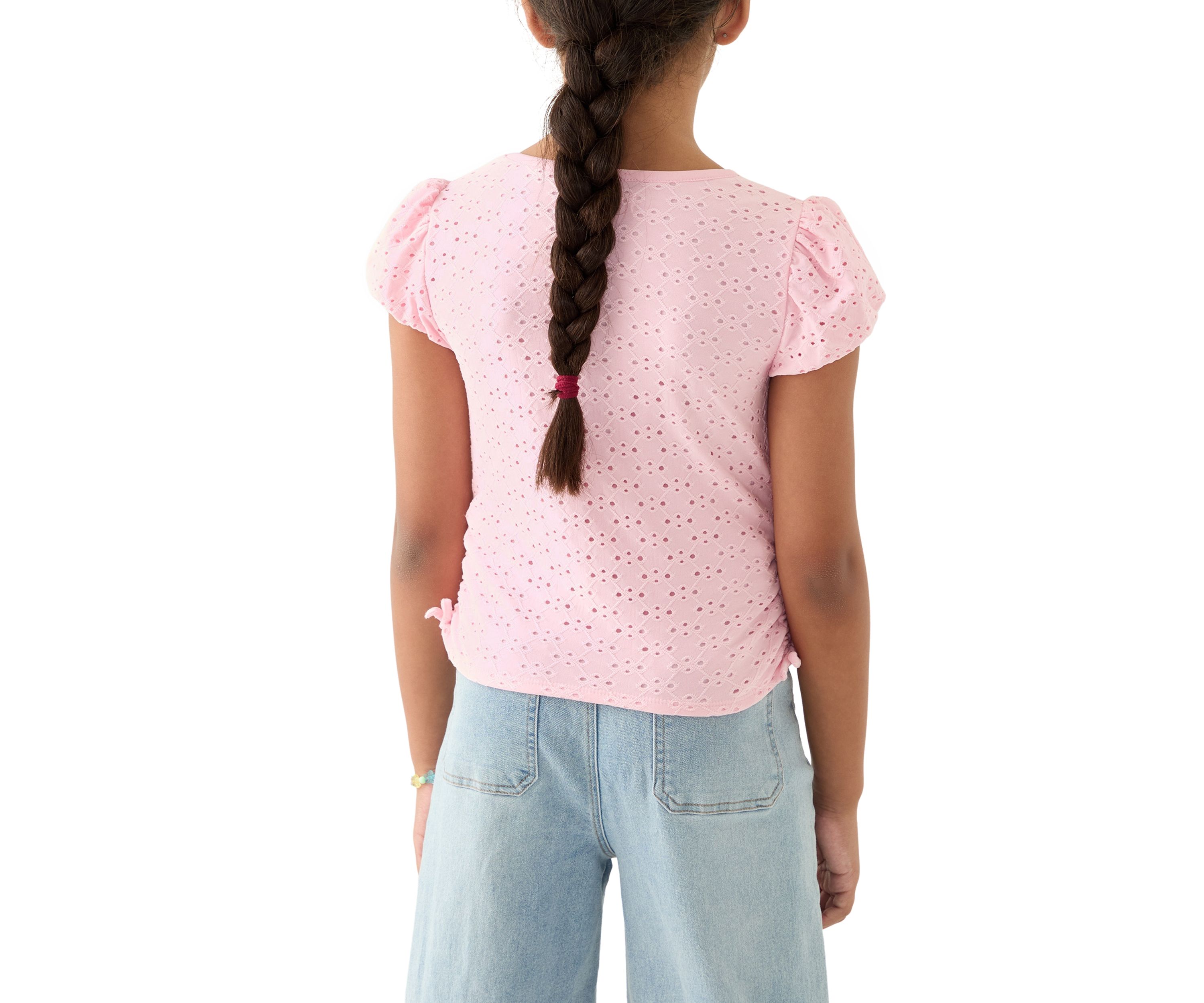 Girls 7-16 Knit Eyelet Top
