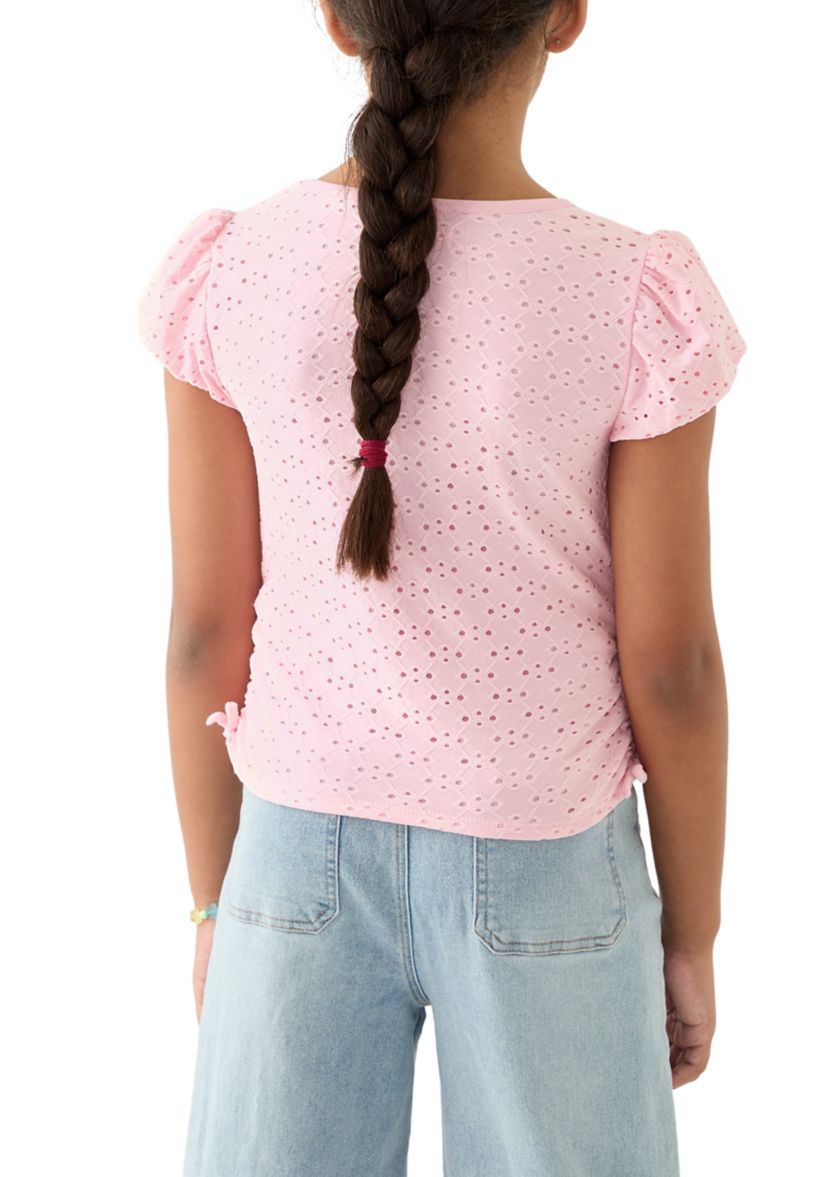 Girls 7-16 Knit Eyelet Top