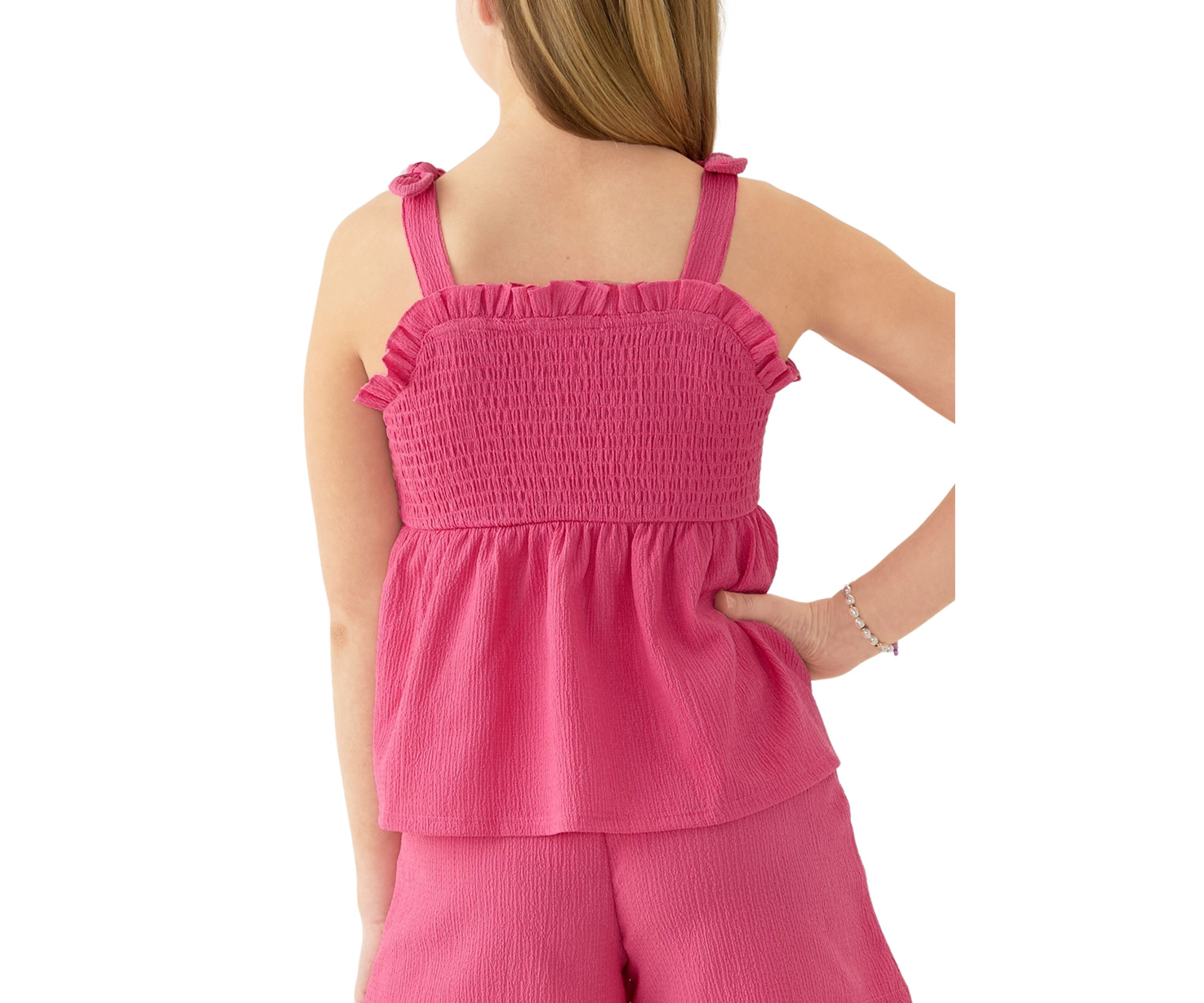 Girls 7-16 Crinkle Knit Smocked Top