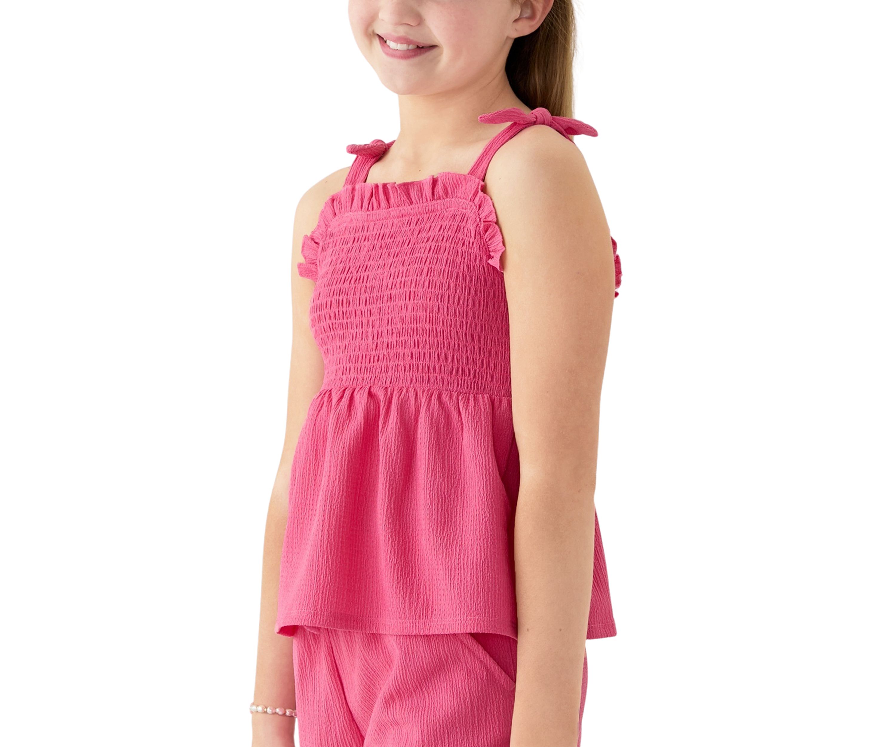 Girls 7-16 Crinkle Knit Smocked Top