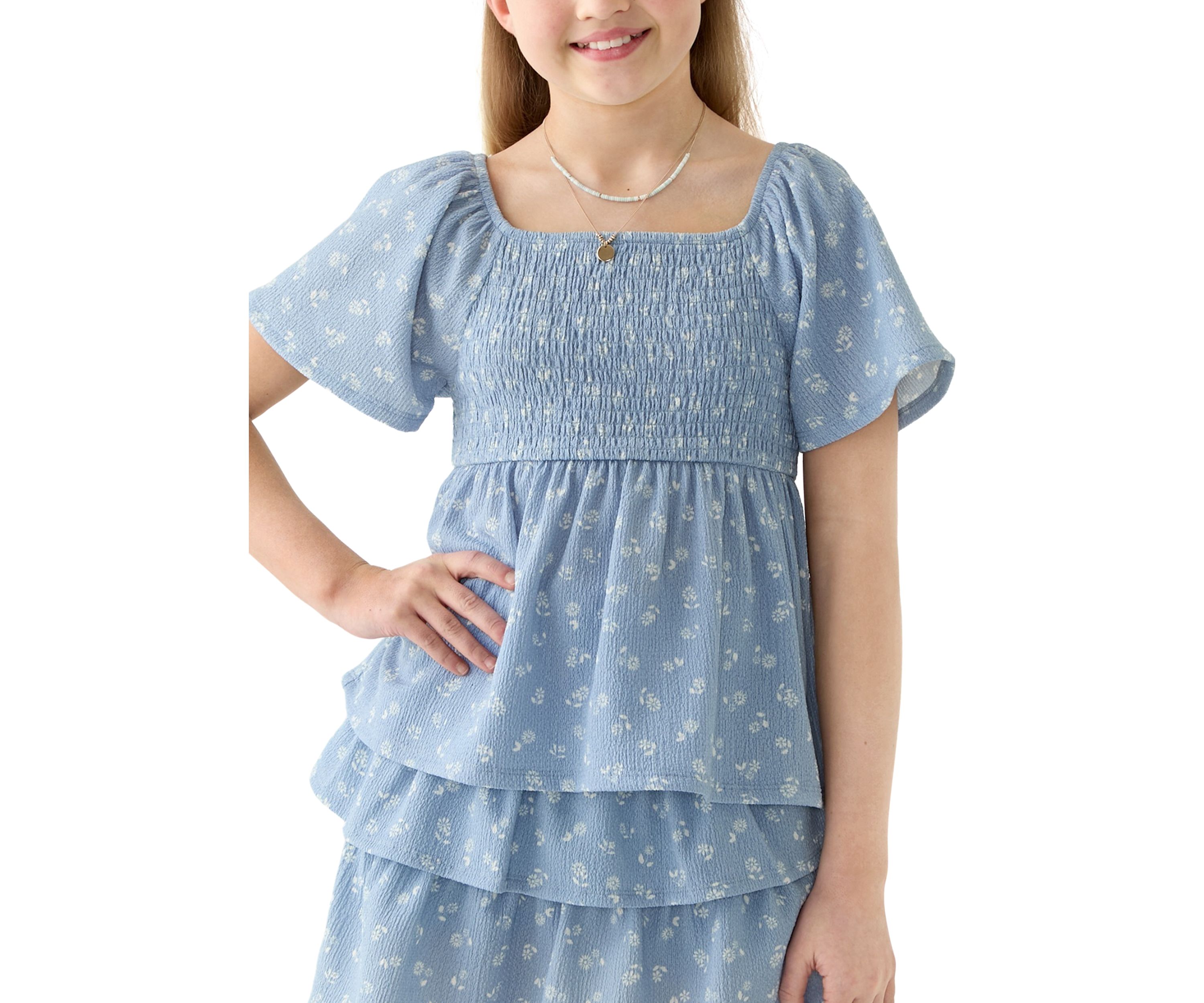 Girls 7-16 Printed Rib Knit Top