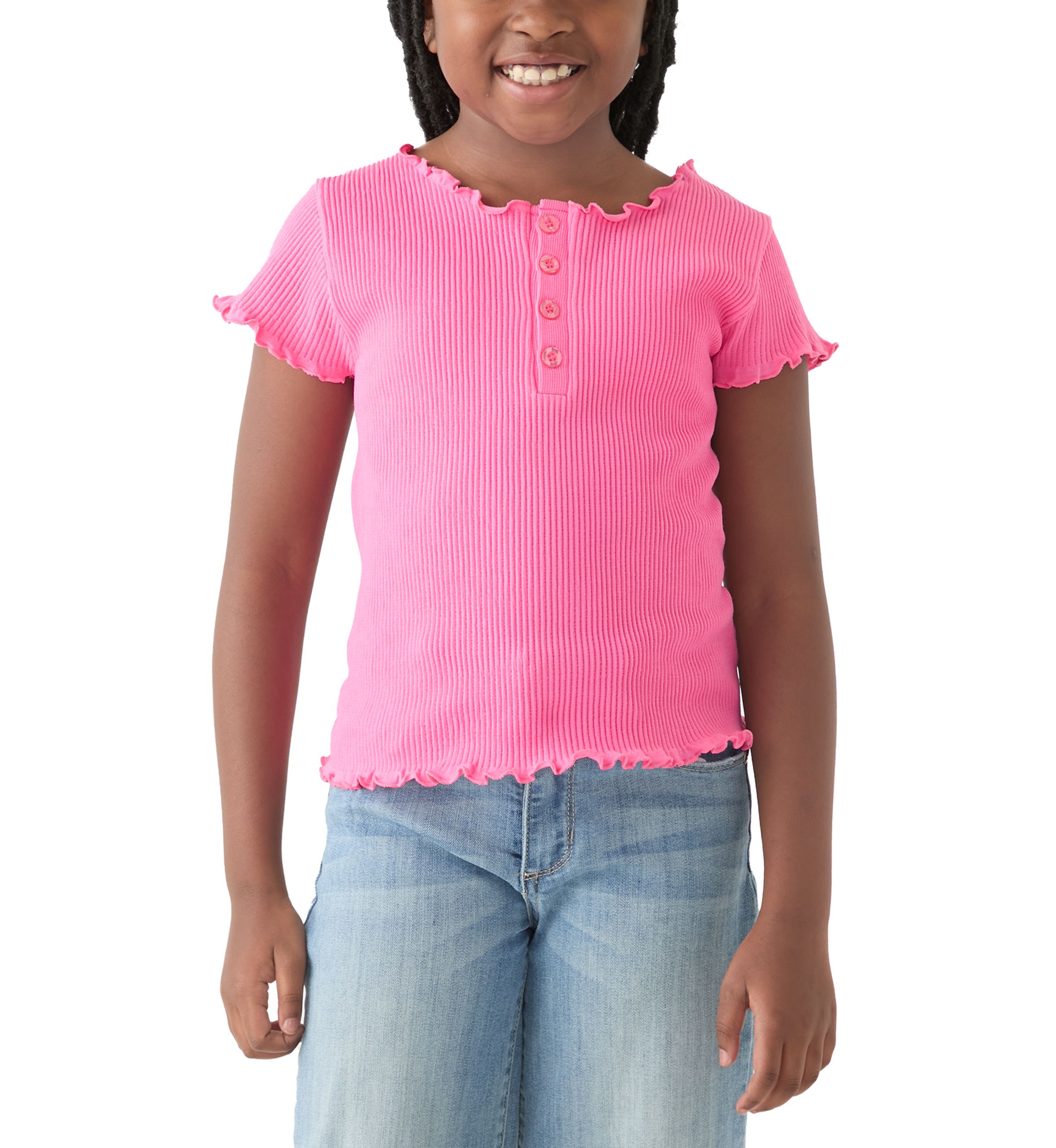 Girls 7-16 Seamless Ribbed Henley Shirt