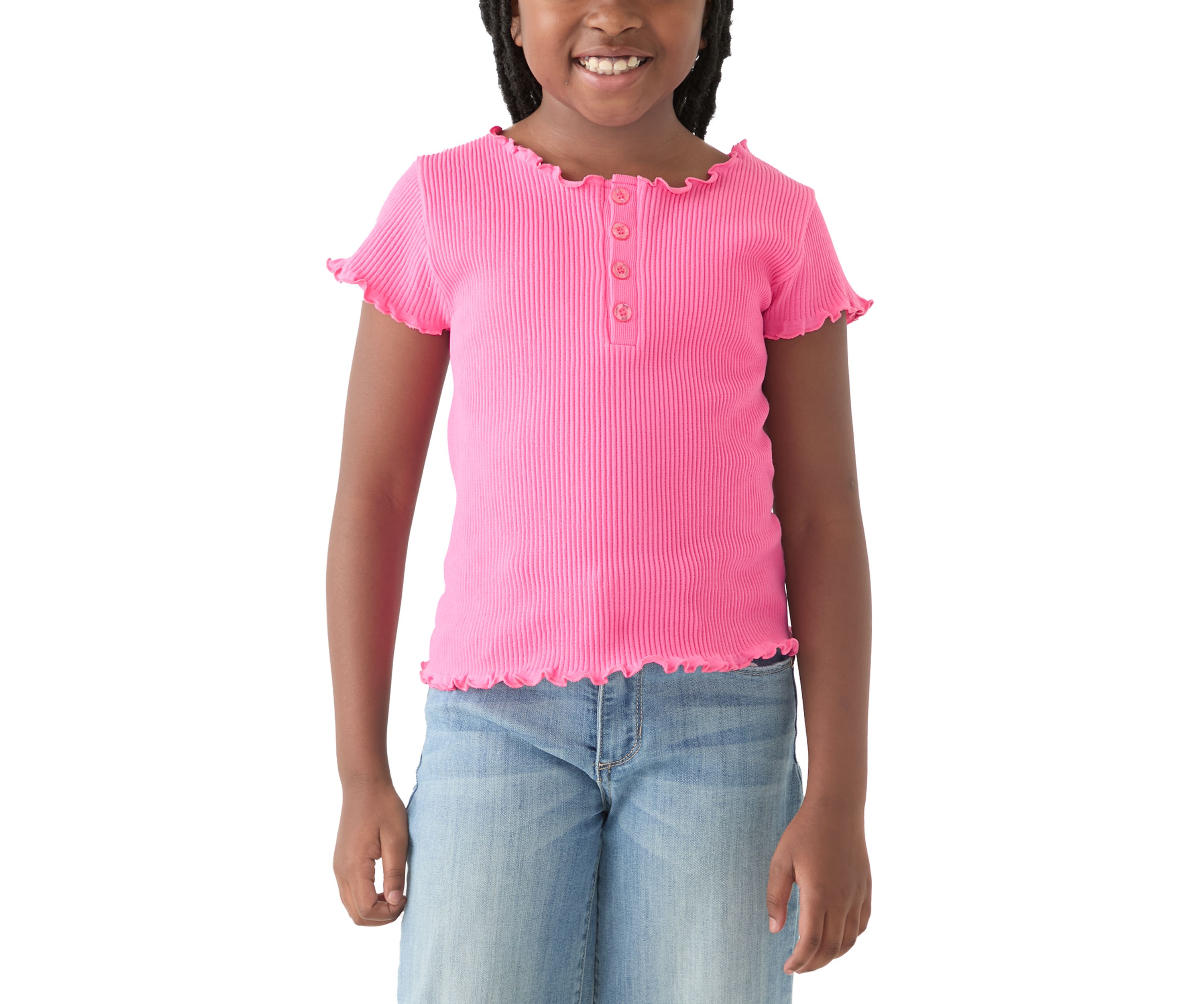 Girls 7-16 Seamless Ribbed Henley Shirt