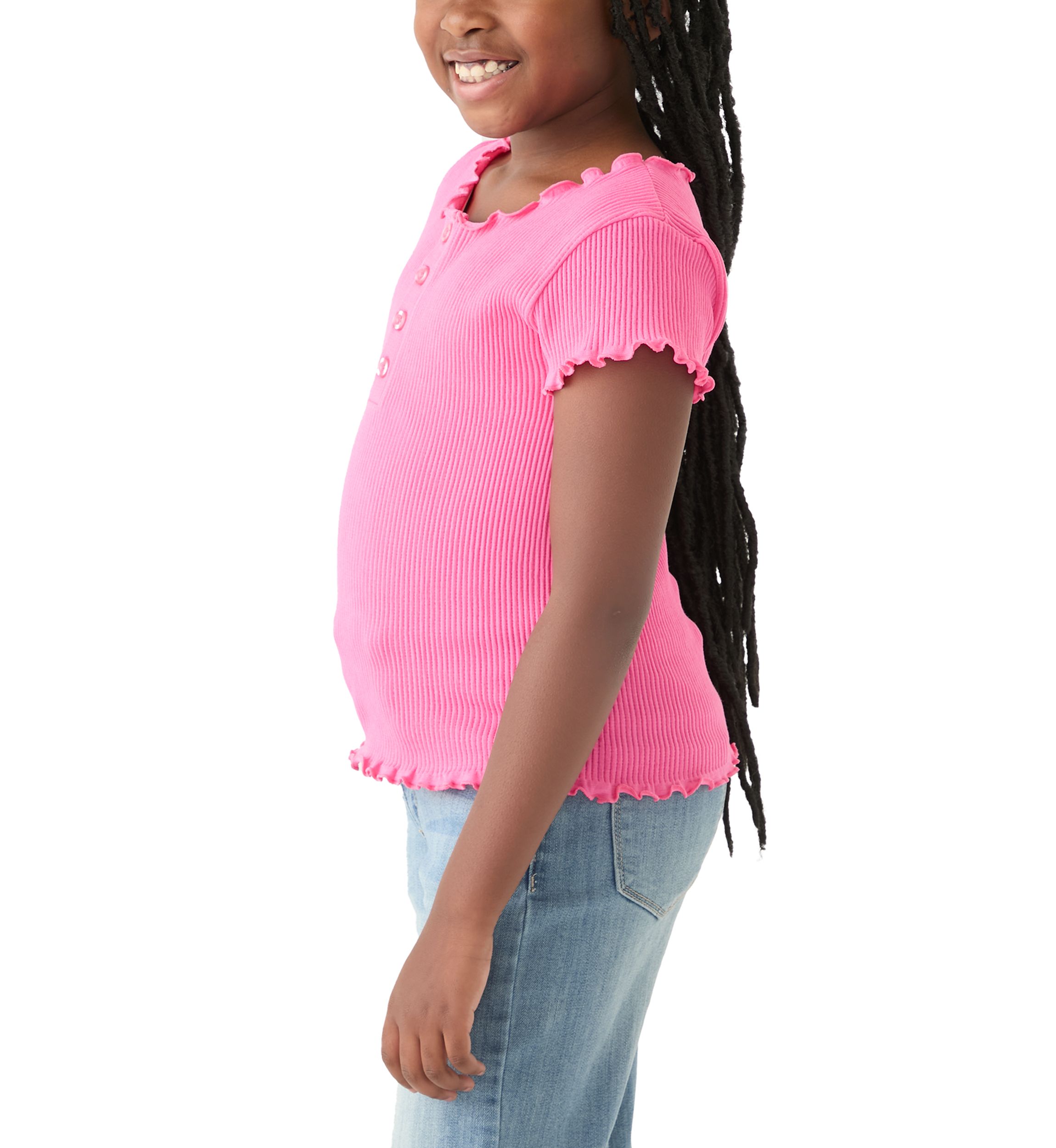 Girls 7-16 Seamless Ribbed Henley Shirt