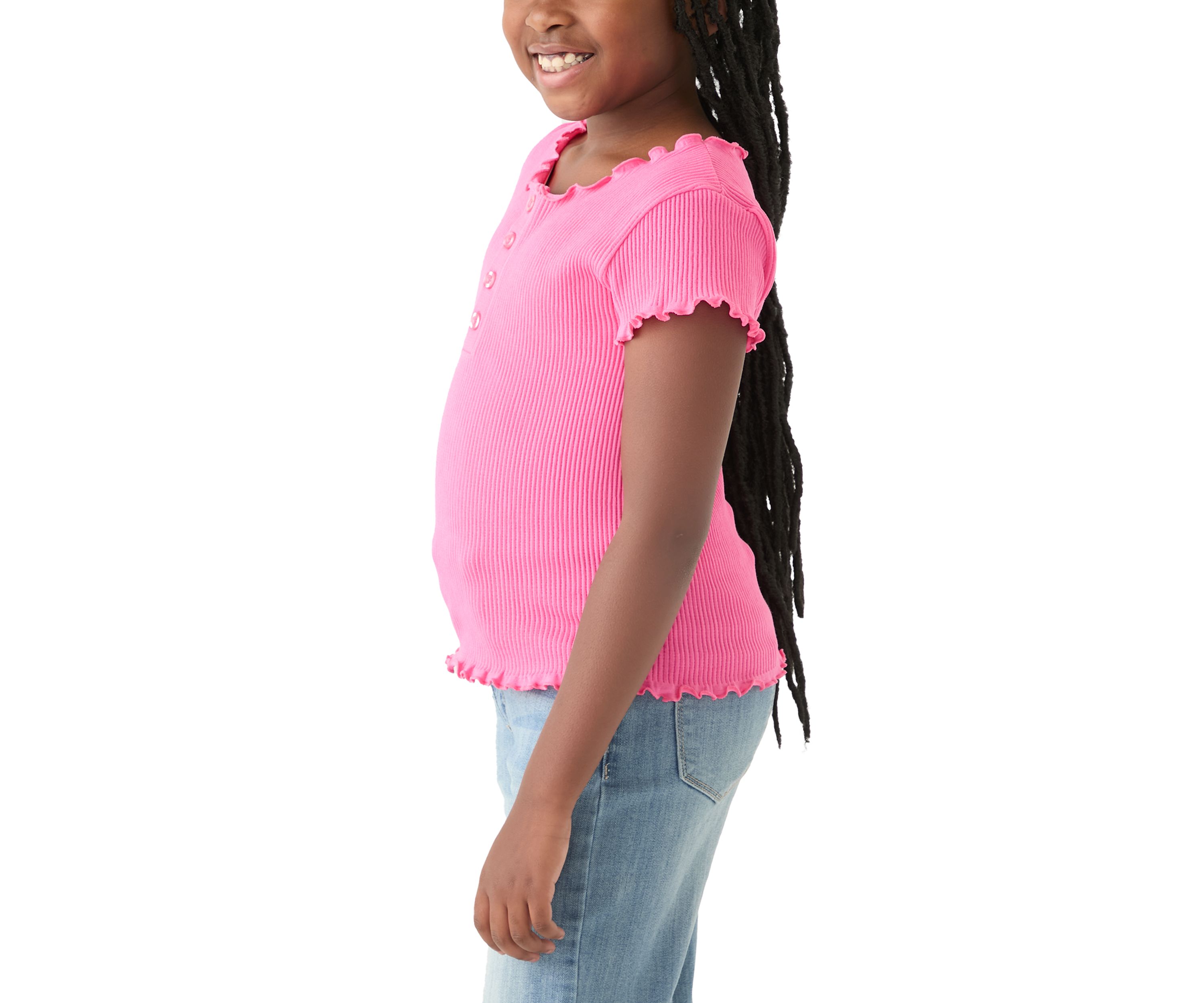 Girls 7-16 Seamless Ribbed Henley Shirt