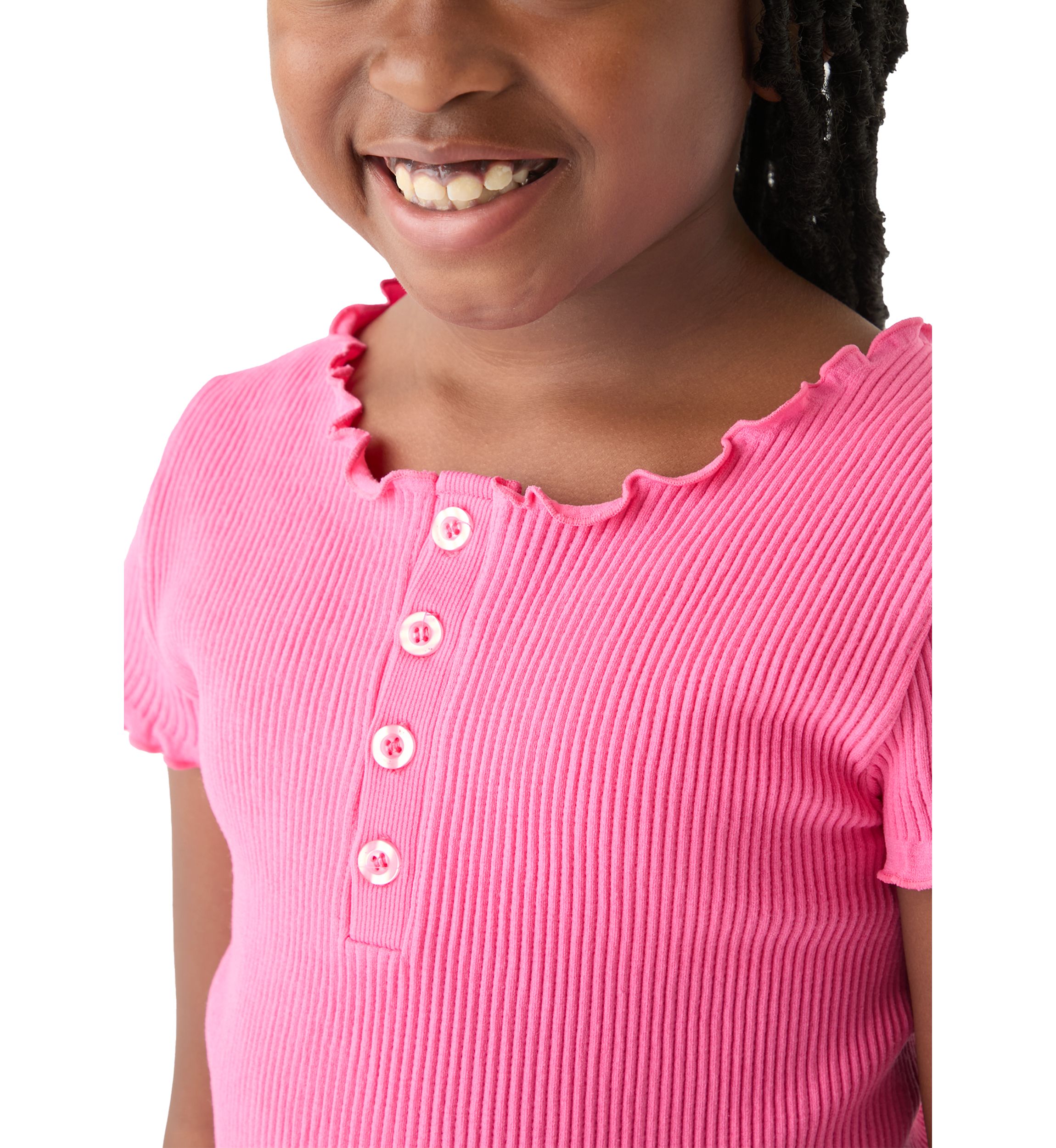 Girls 7-16 Seamless Ribbed Henley Shirt