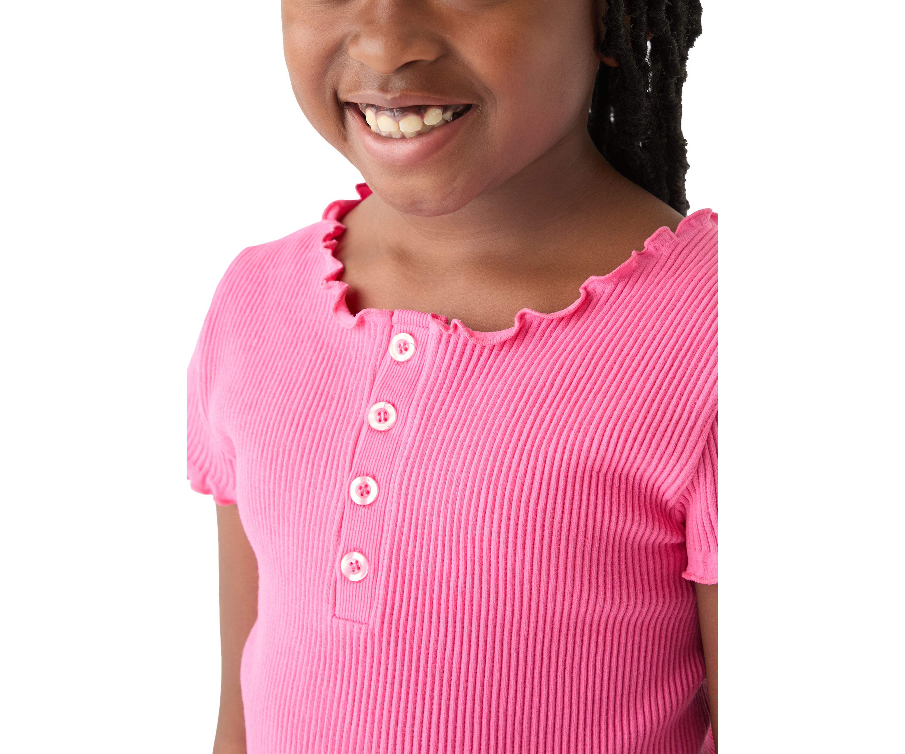 Girls 7-16 Seamless Ribbed Henley Shirt