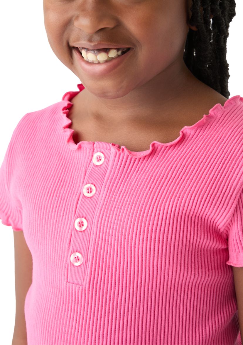 Girls 7-16 Seamless Ribbed Henley Shirt