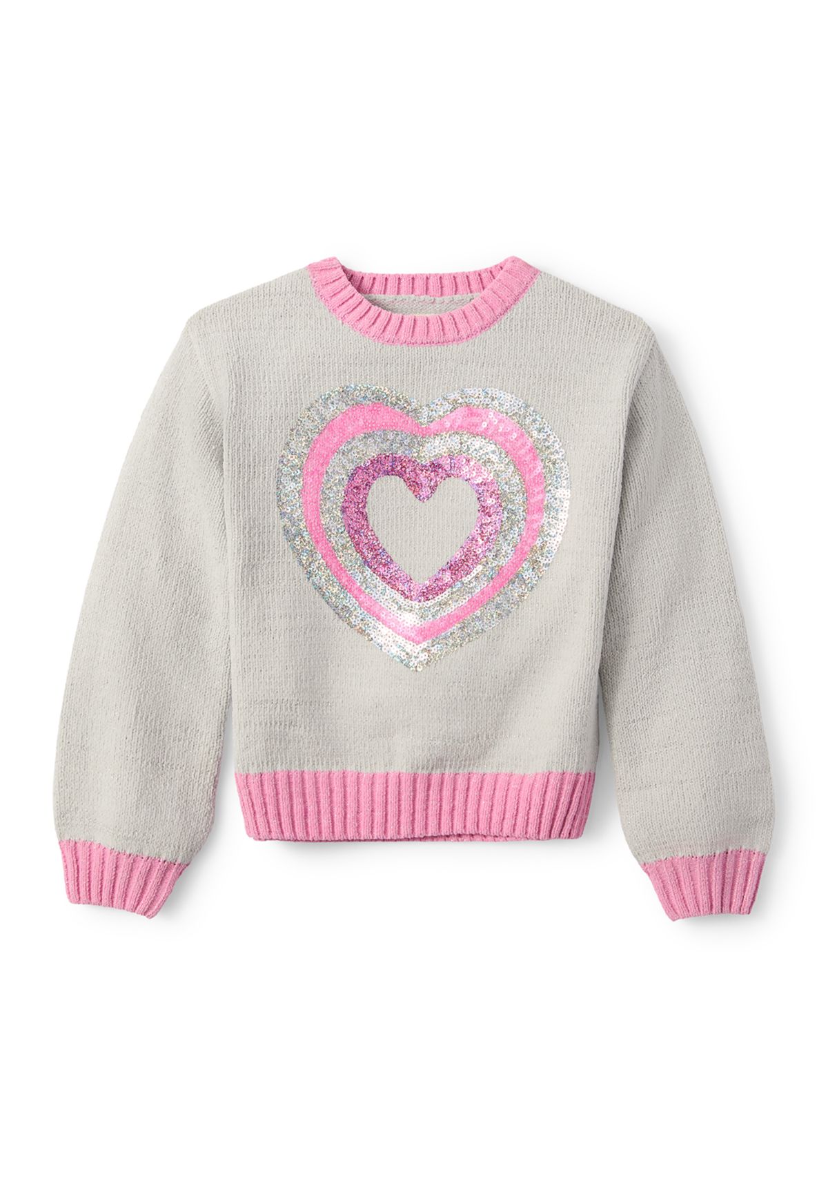  Girls 4-6x Sequin Heart Sweater