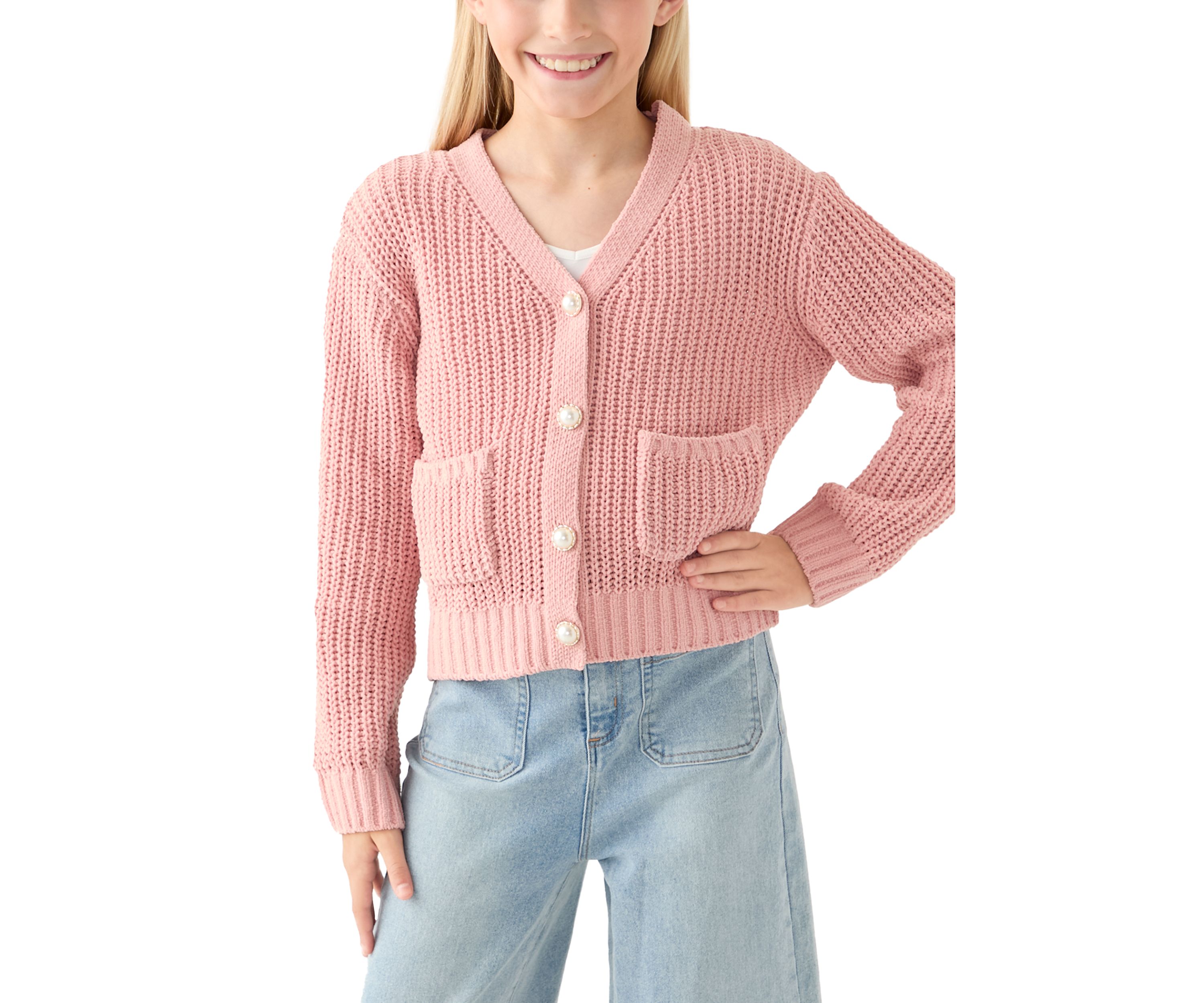 Girls 7-16 Solid Knit Cardigan 