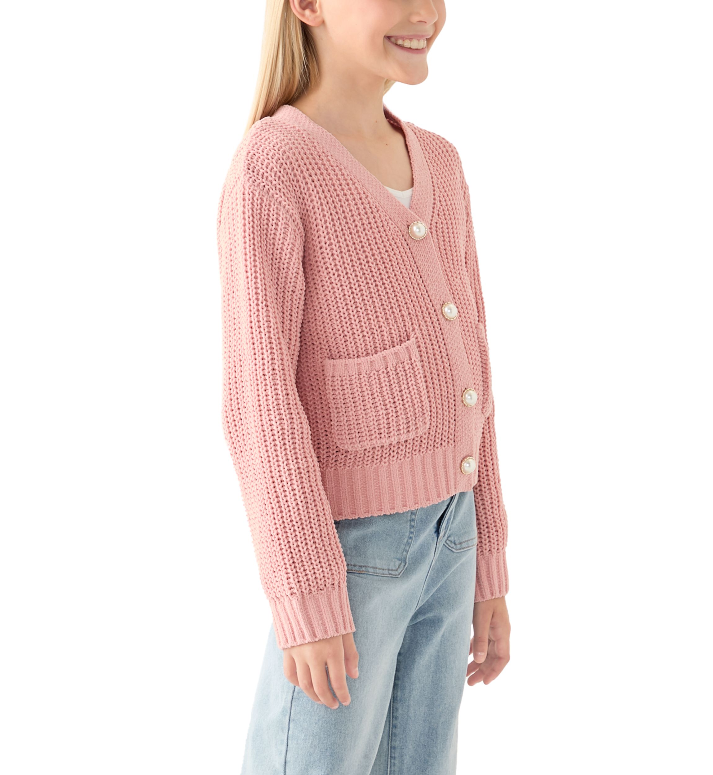 Girls 7-16 Solid Knit Cardigan 