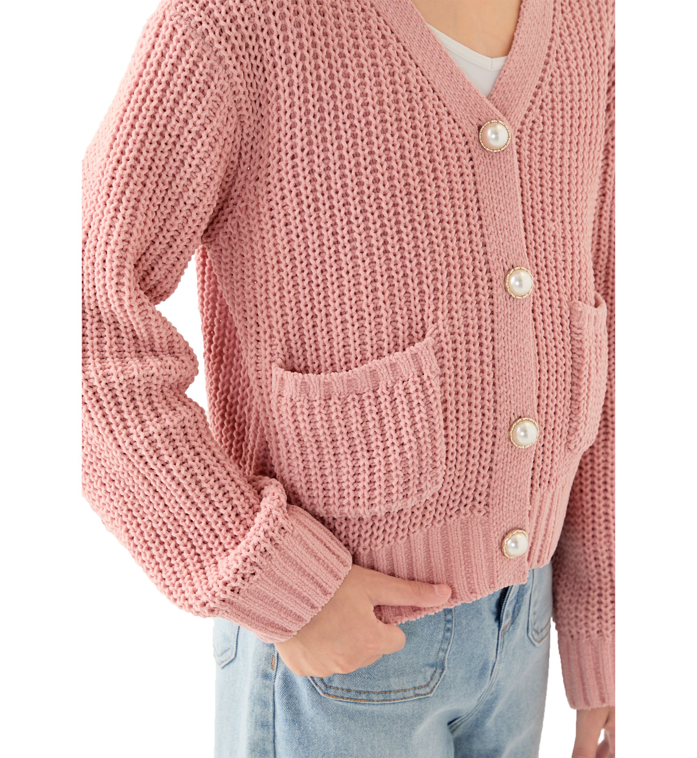 Girls 7-16 Solid Knit Cardigan 