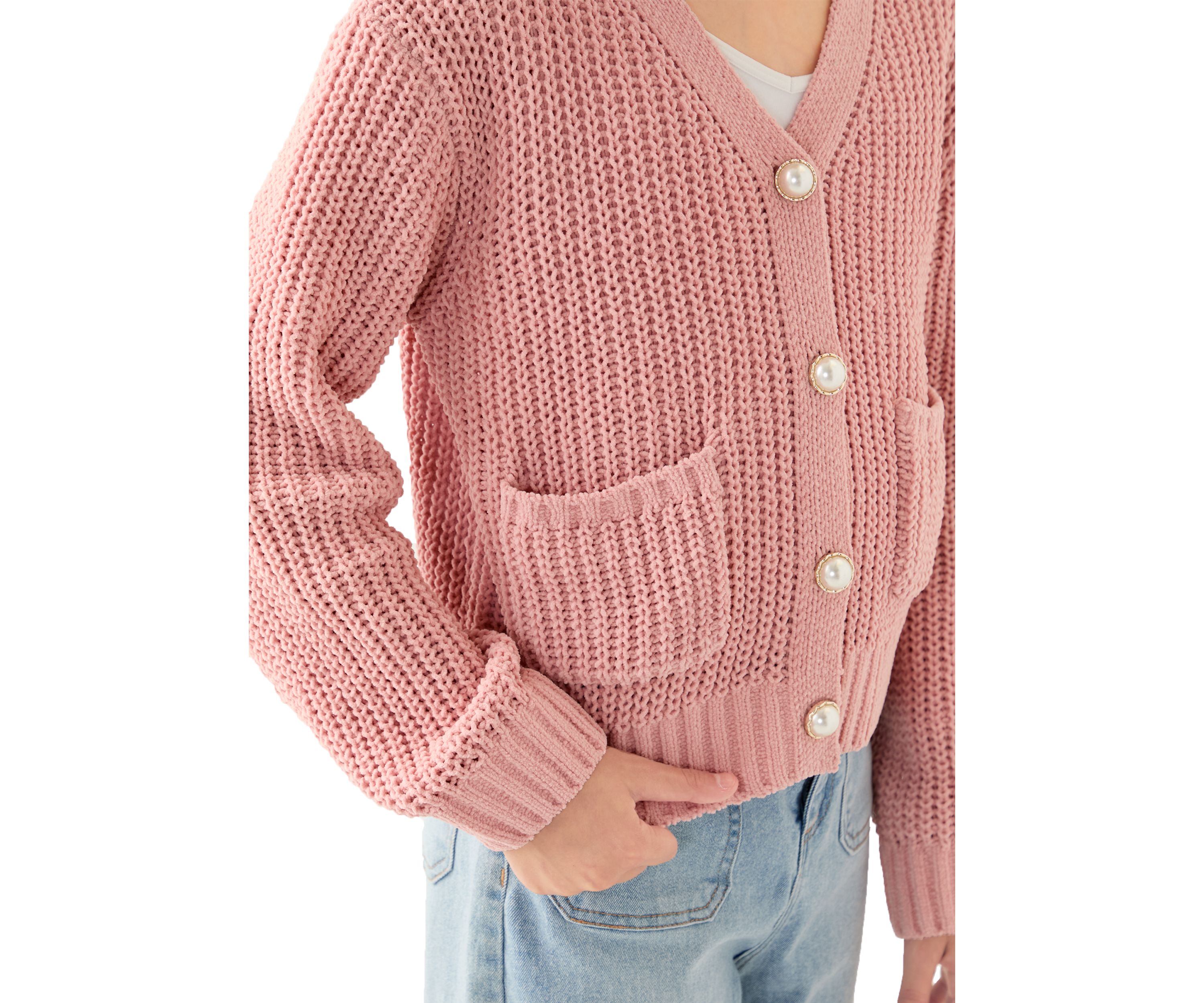 Girls 7-16 Solid Knit Cardigan 