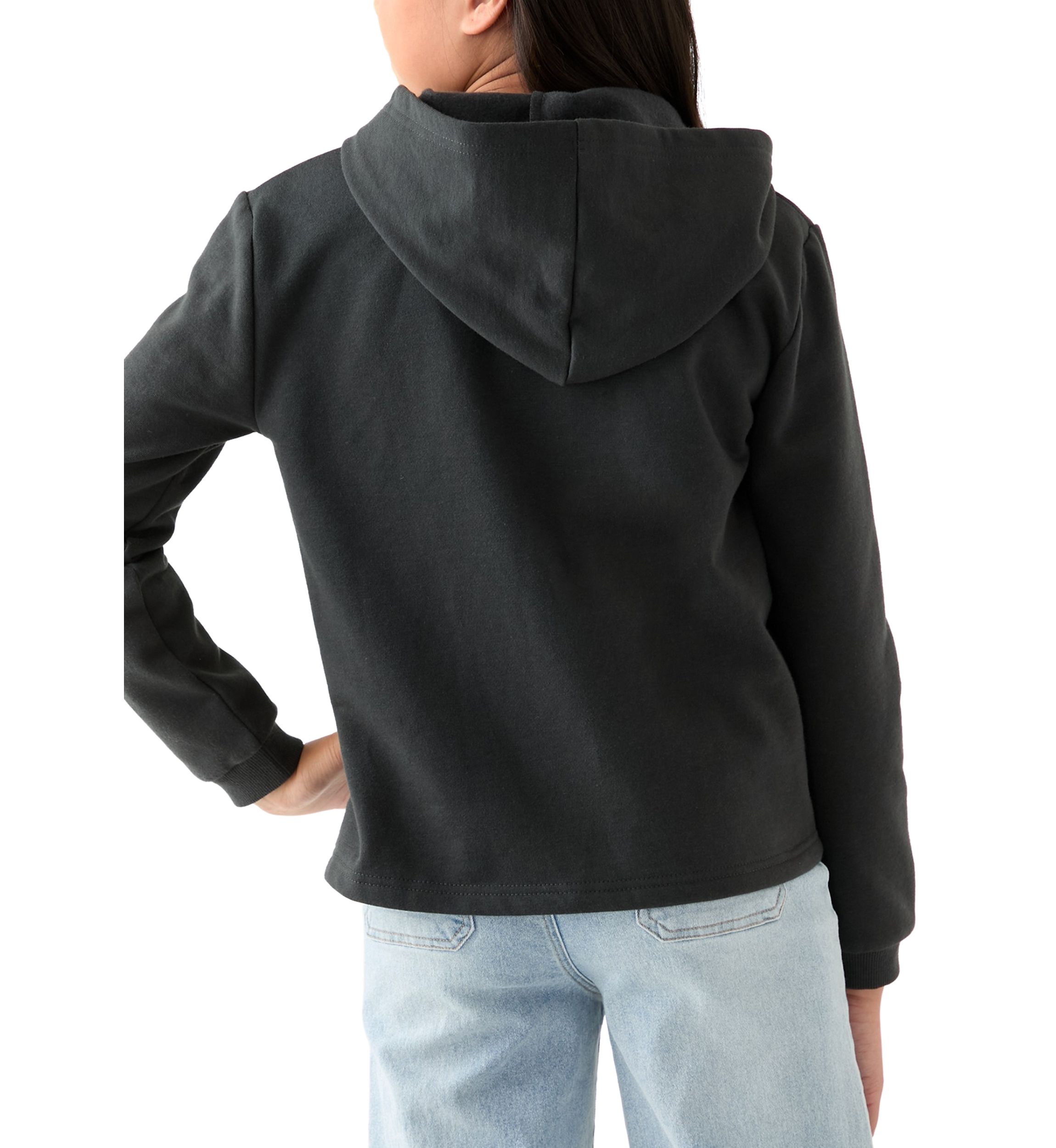 Girls 7-16 Fleece Zip Hoodie with Star Leopard Appliqué