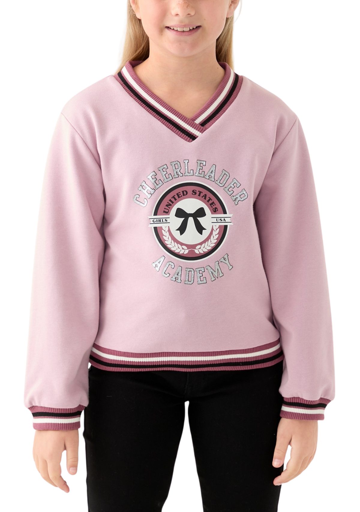 Girls 7-16 Glitter Embossed Fleece Sweatshirt