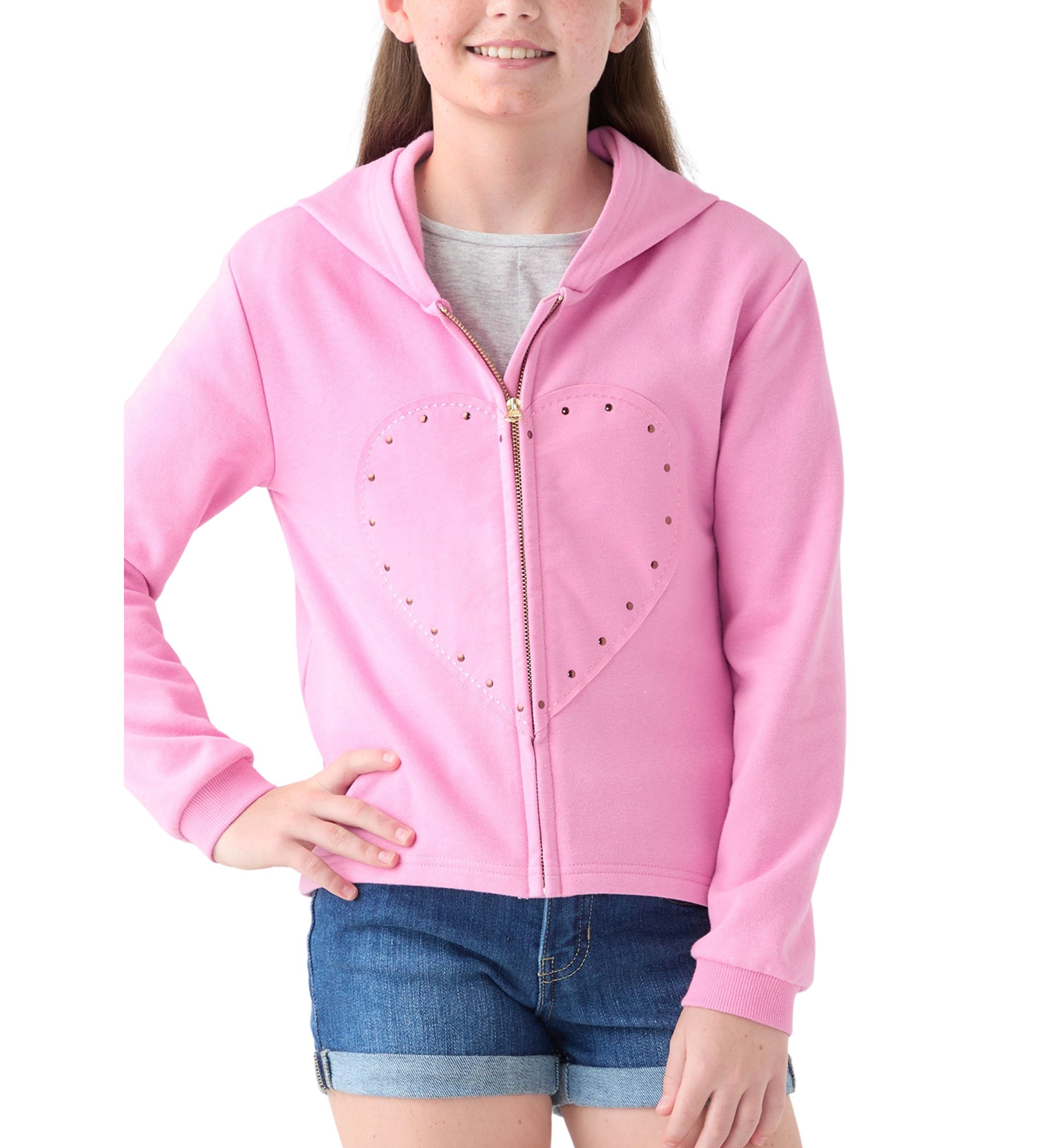 Girls 7-16 Fleece Appliqué Zip Up Hoodie