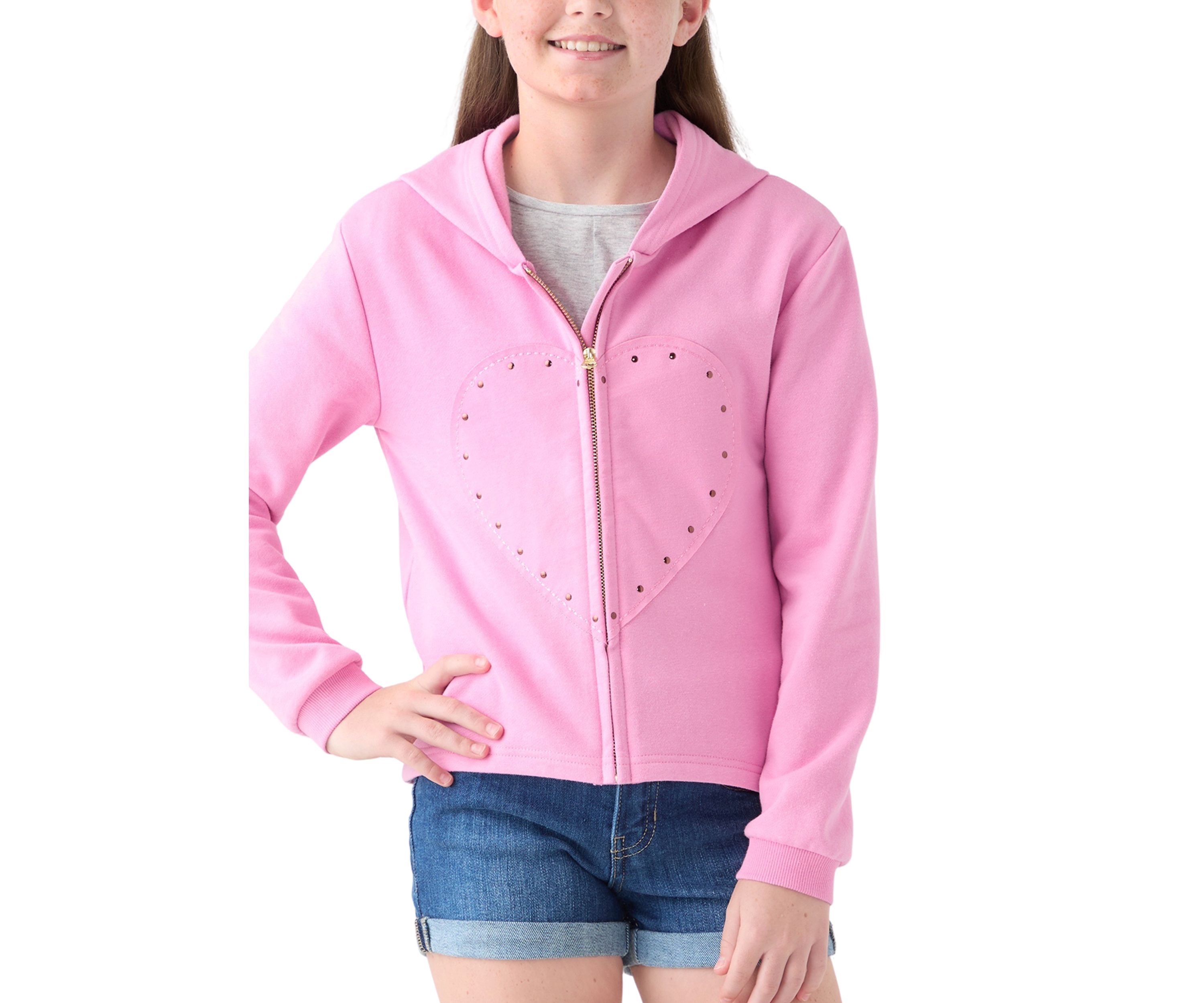 Girls 7-16 Fleece Appliqué Zip Up Hoodie