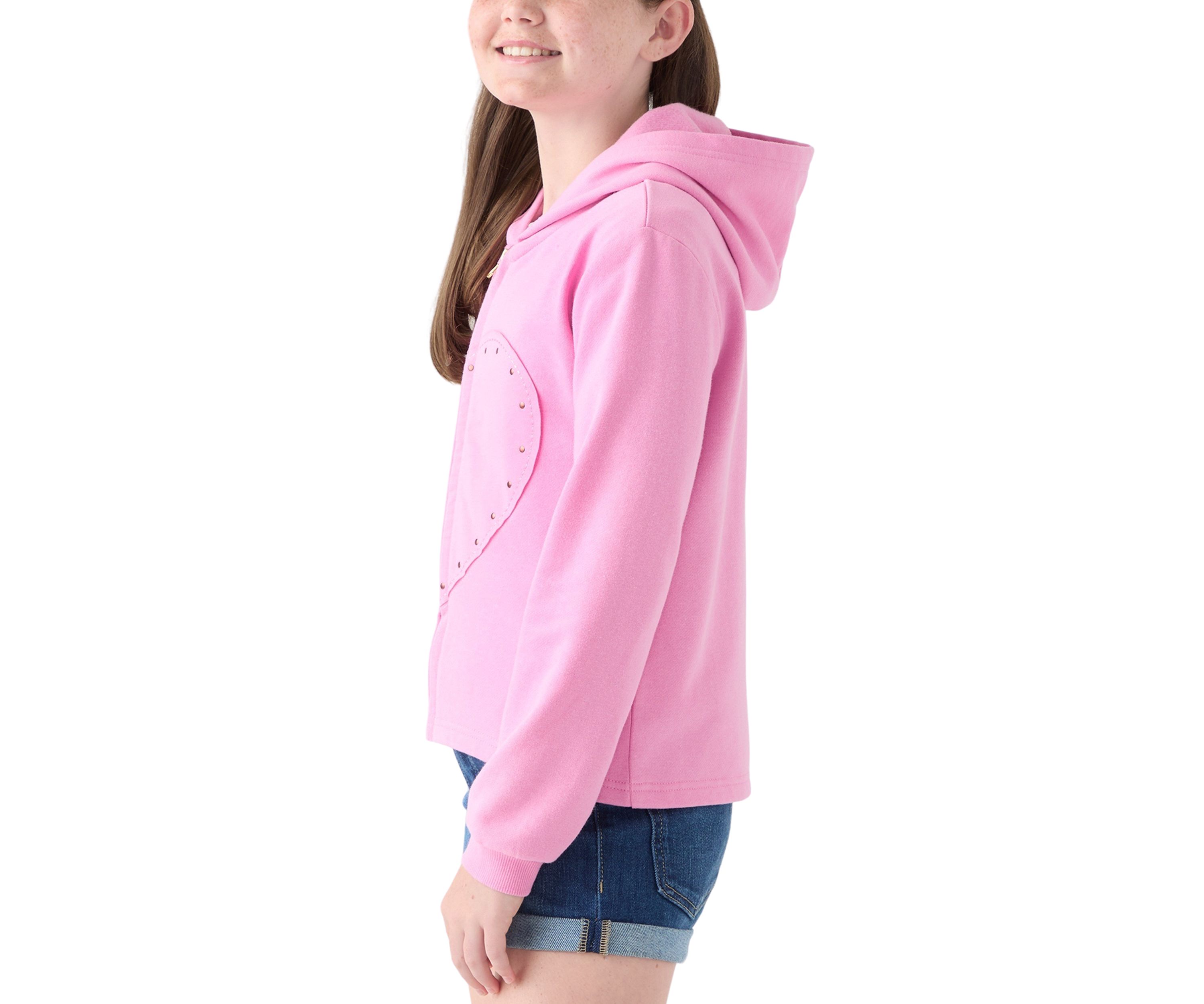 Girls 7-16 Fleece Appliqué Zip Up Hoodie