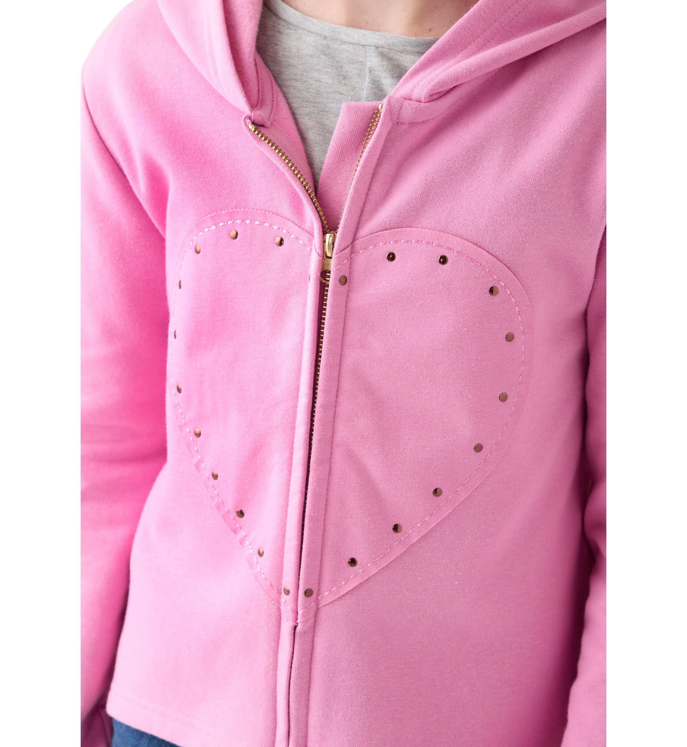 Girls 7-16 Fleece Appliqué Zip Up Hoodie