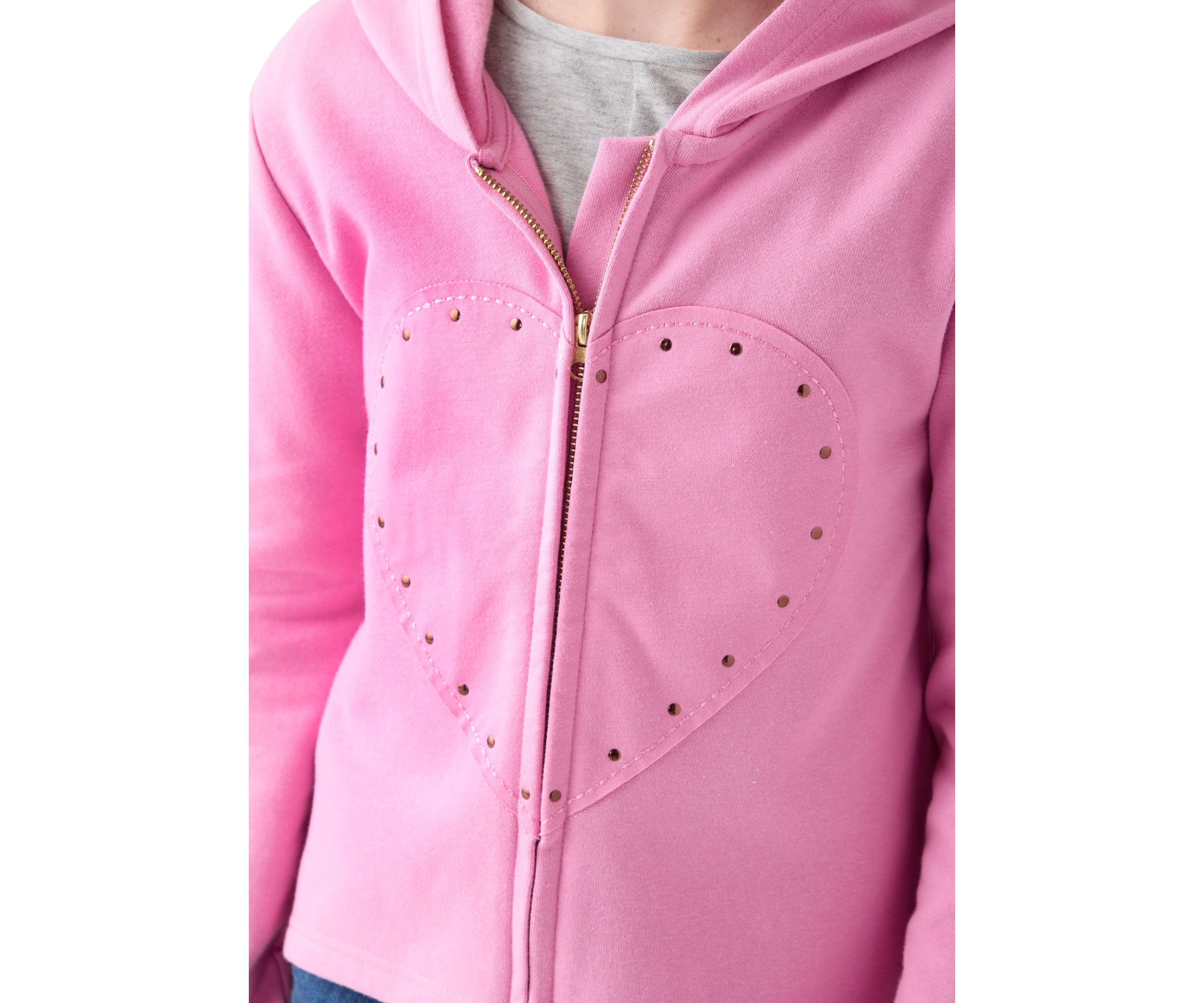 Girls 7-16 Fleece Appliqué Zip Up Hoodie
