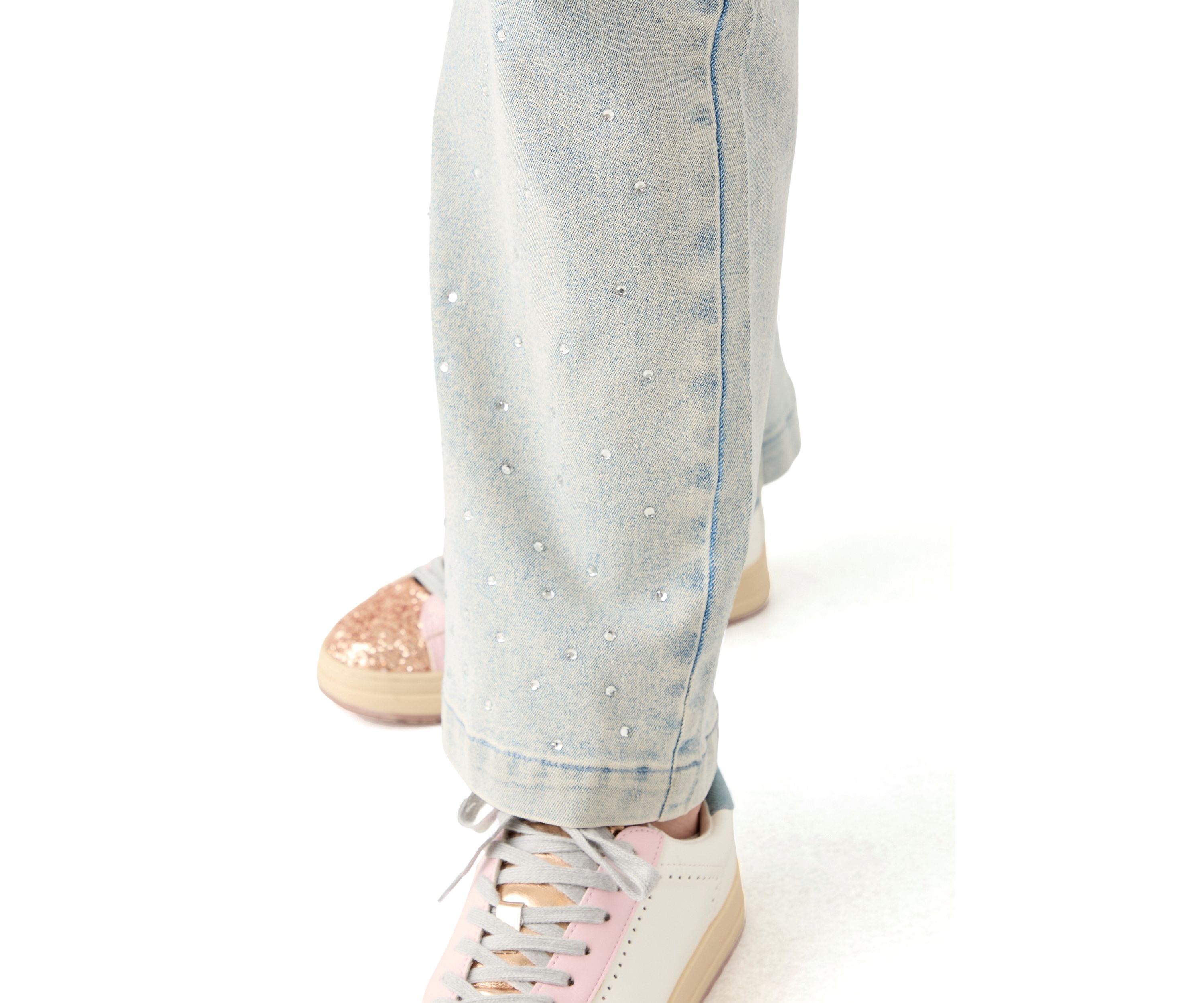 Girls 7-16 Wide Leg Flare Jeans with Rhinestones 