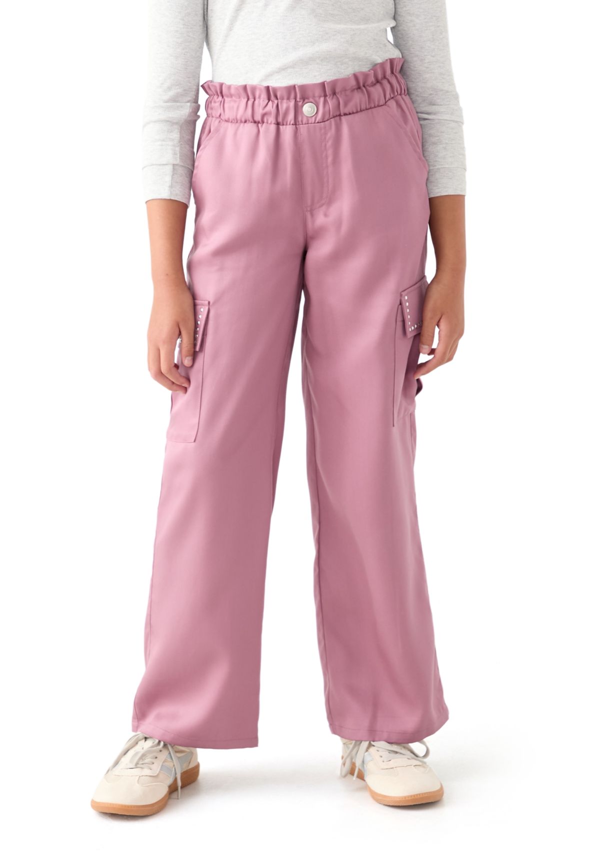 Girls 7-16 Drapey Twill Cargo Wide Leg Pants