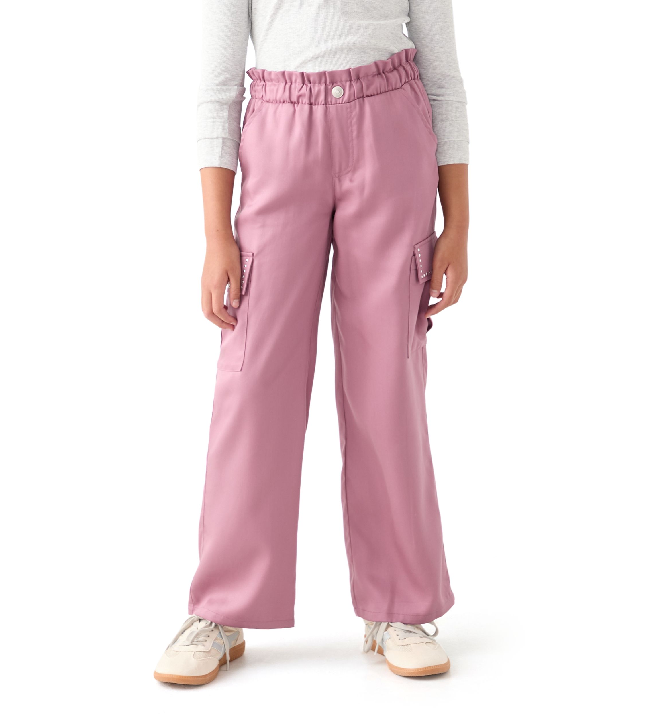 Girls 7-16 Drapey Twill Cargo Wide Leg Pants