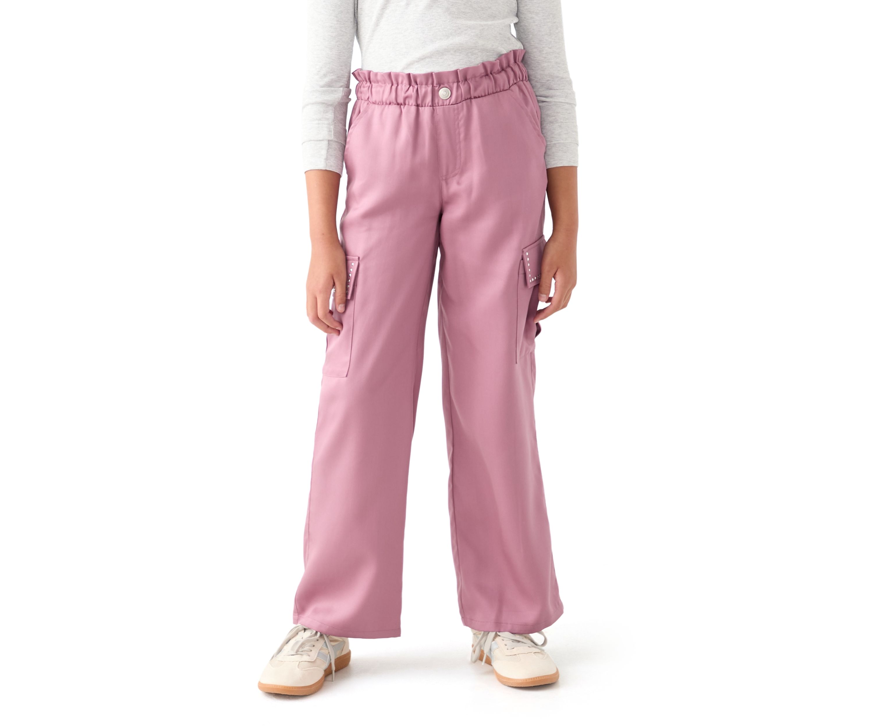Girls 7-16 Drapey Twill Cargo Wide Leg Pants