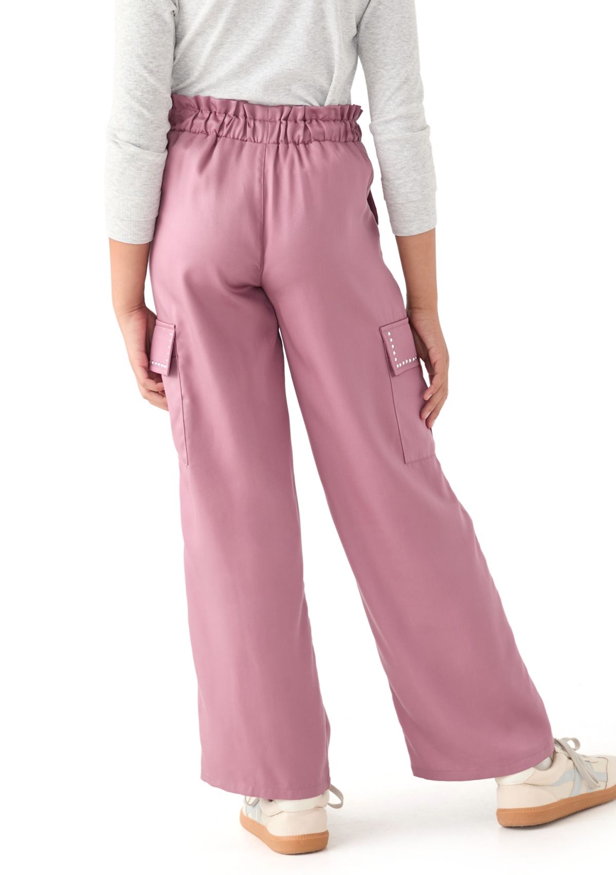 Girls 7-16 Drapey Twill Cargo Wide Leg Pants