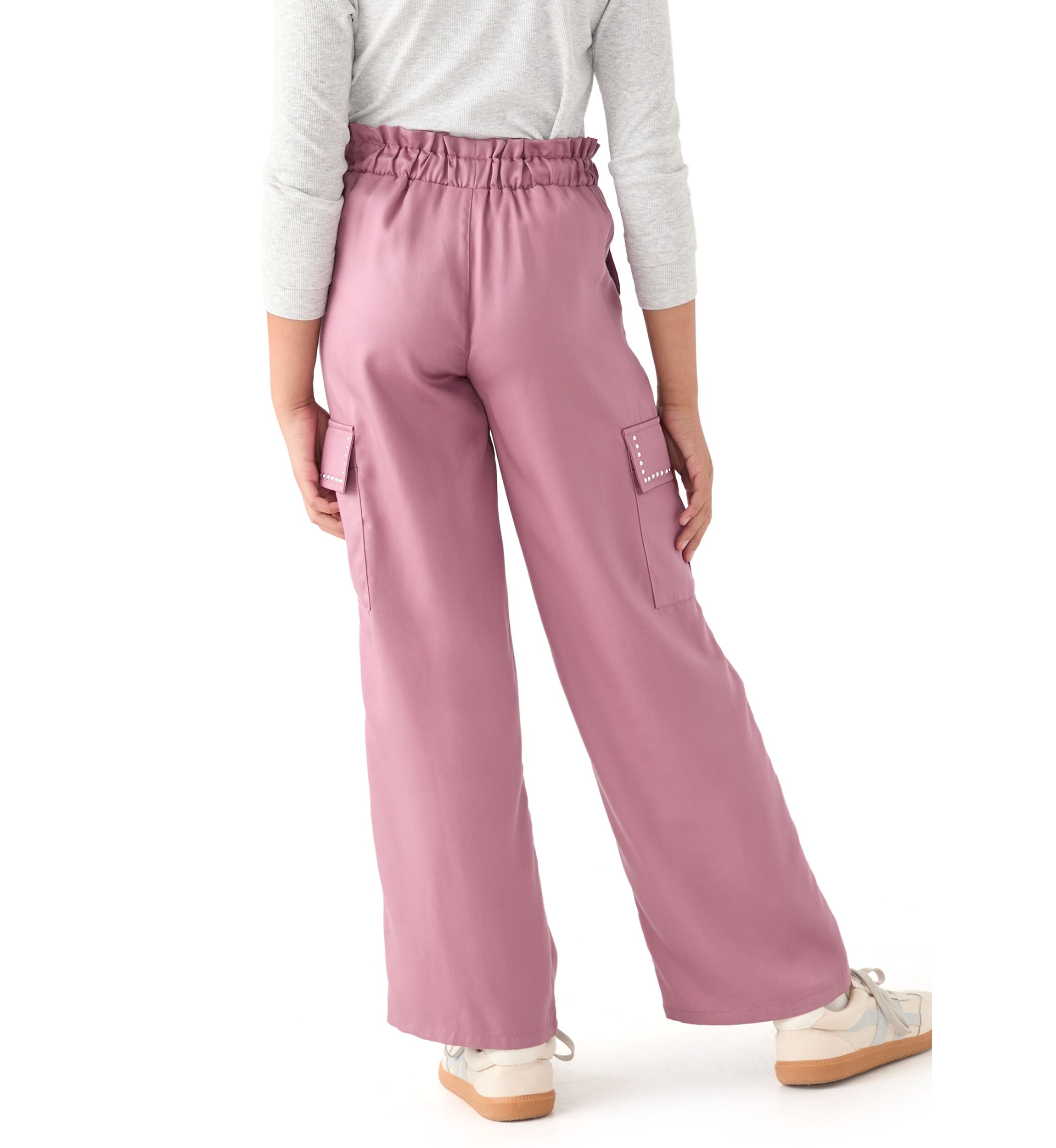 Girls 7-16 Drapey Twill Cargo Wide Leg Pants