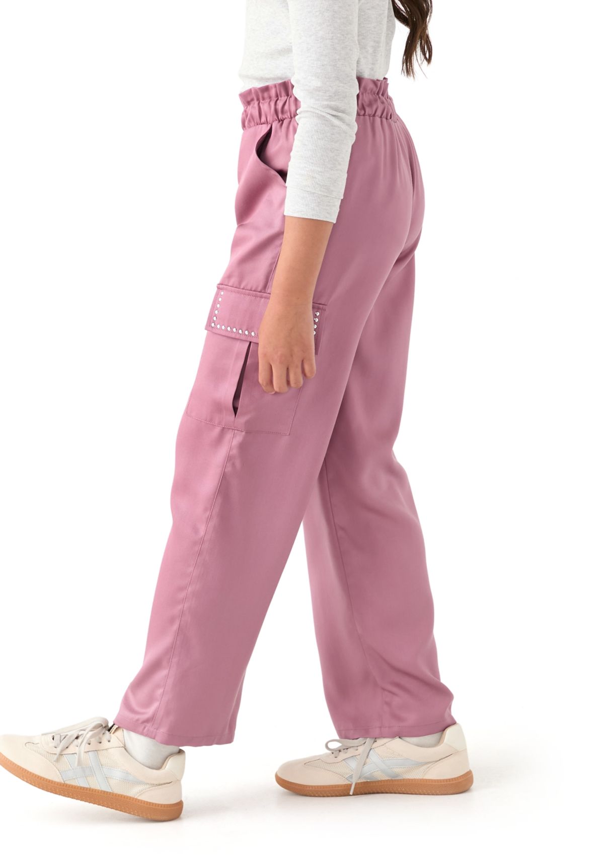 Girls 7-16 Drapey Twill Cargo Wide Leg Pants