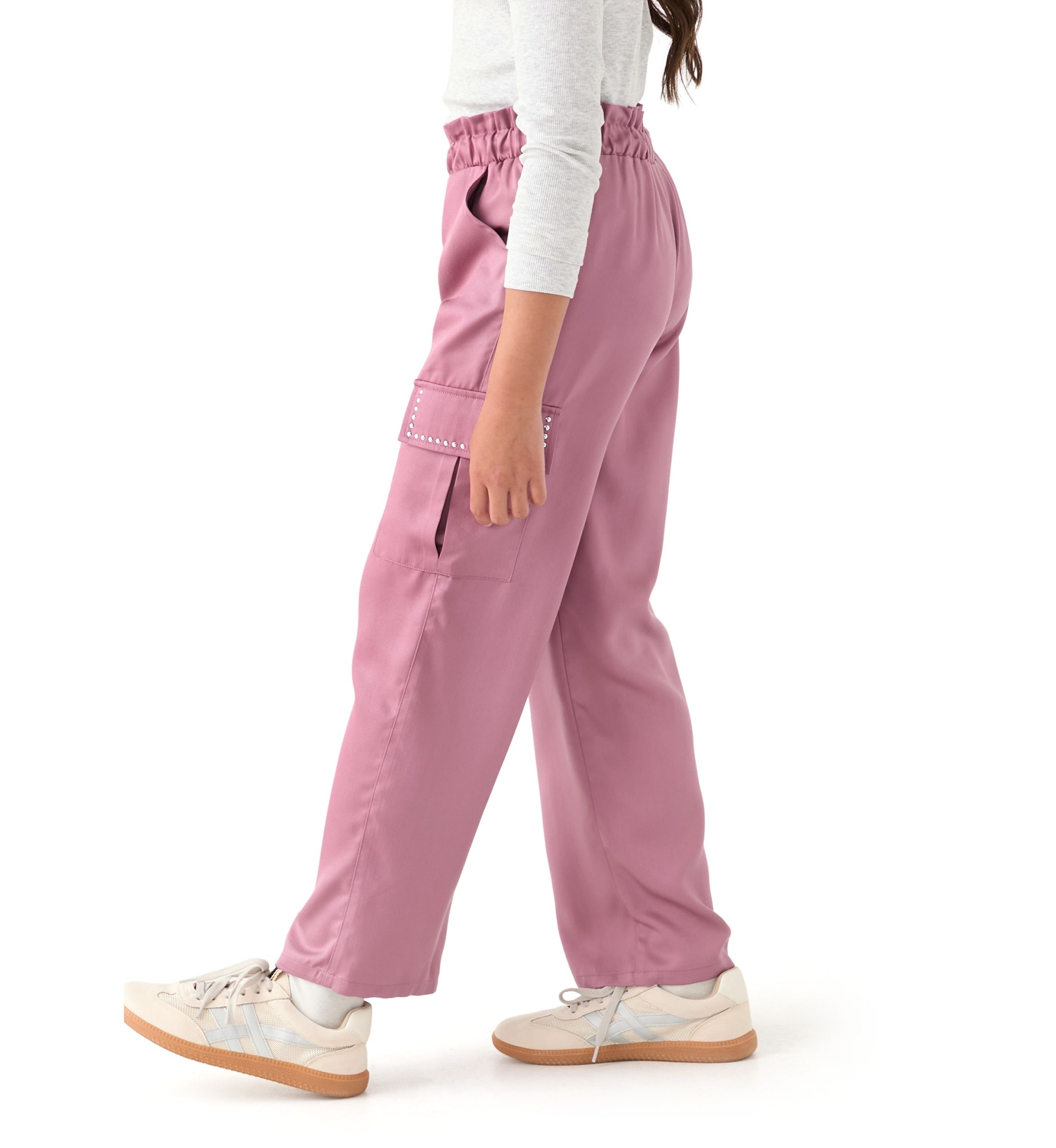 Girls 7-16 Drapey Twill Cargo Wide Leg Pants