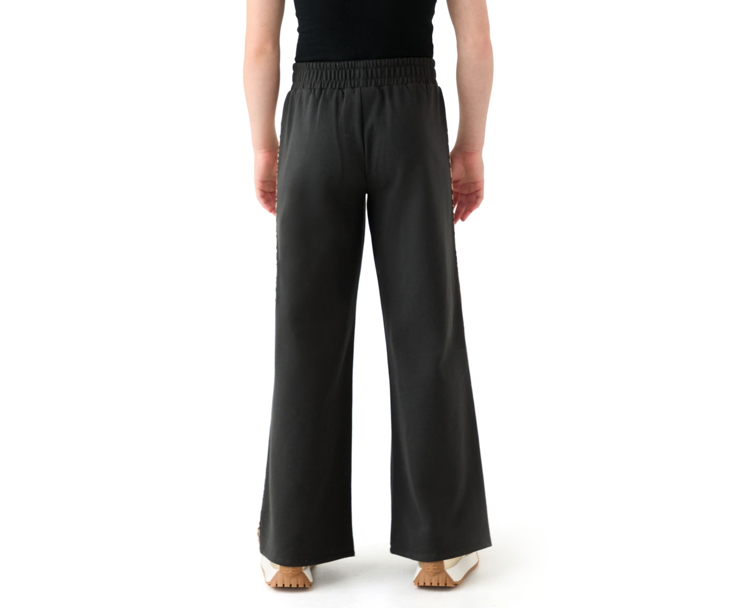 Girls 7-16 Wide Leg Fleece Pants with Leopard Printed Stripes