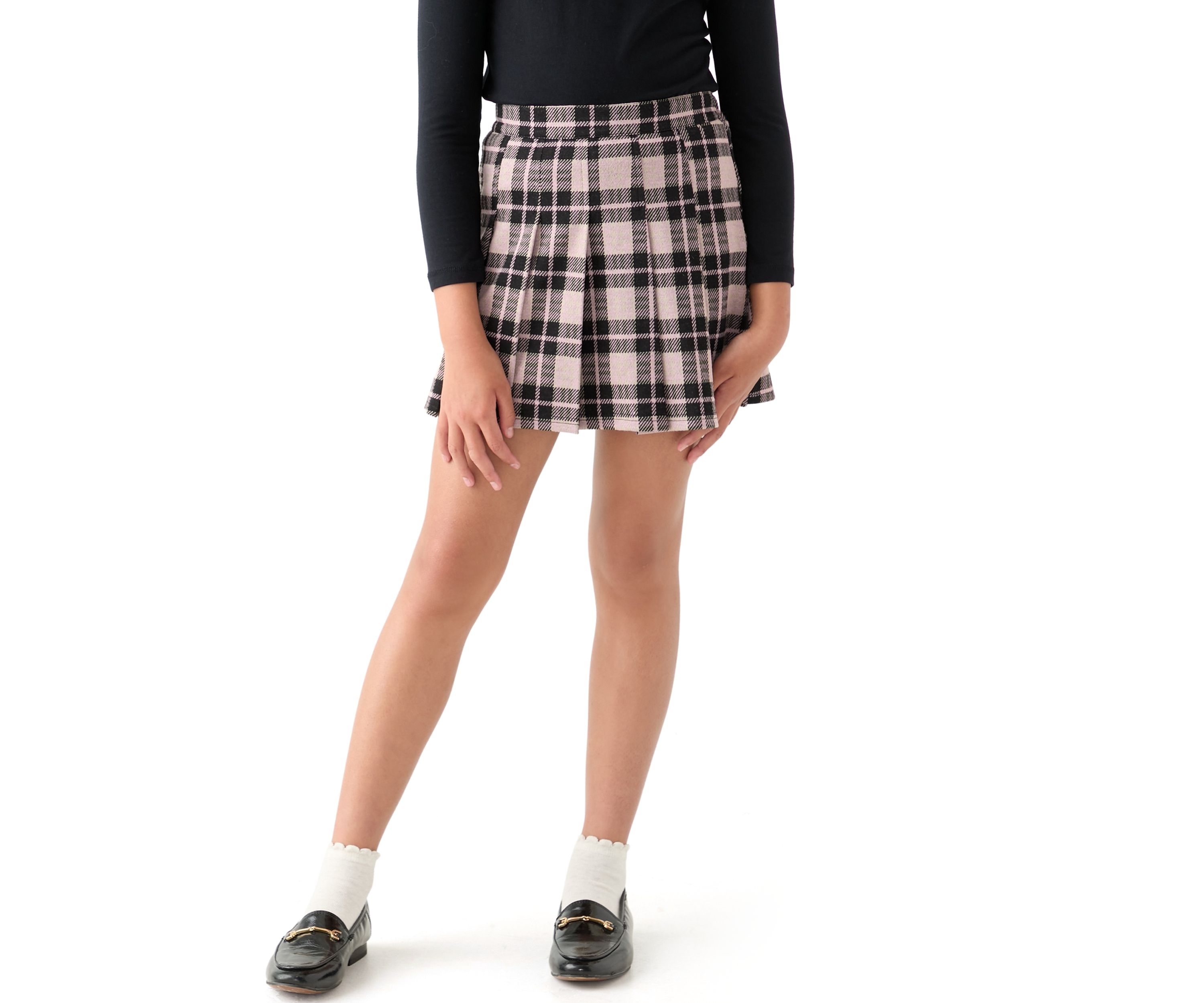 Girls 7-16 Double Knit Printed Pleated Skort